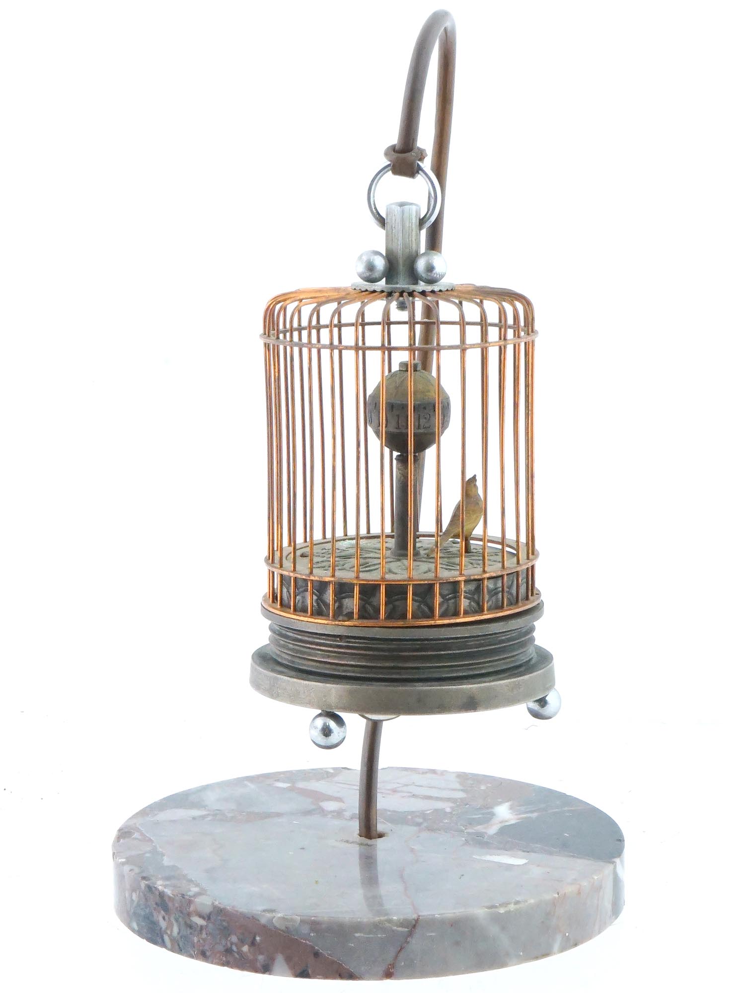 ART DECO 1930S JAPANESE CAGED BIRD NOVELTY CLOCK PIC-3