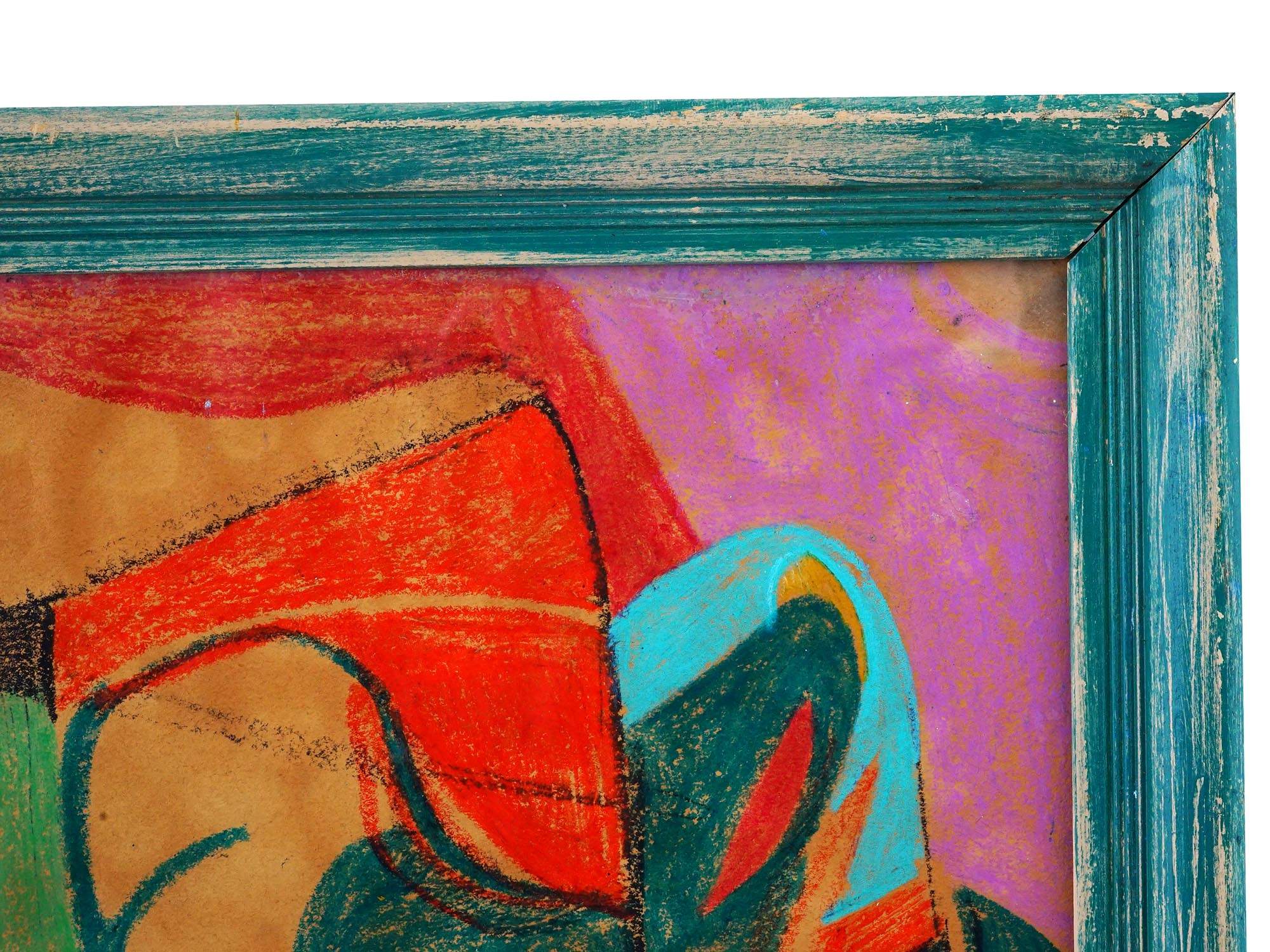 ABSTRACT MID CENTURY STILL LIFE PASTEL PAINTING PIC-2