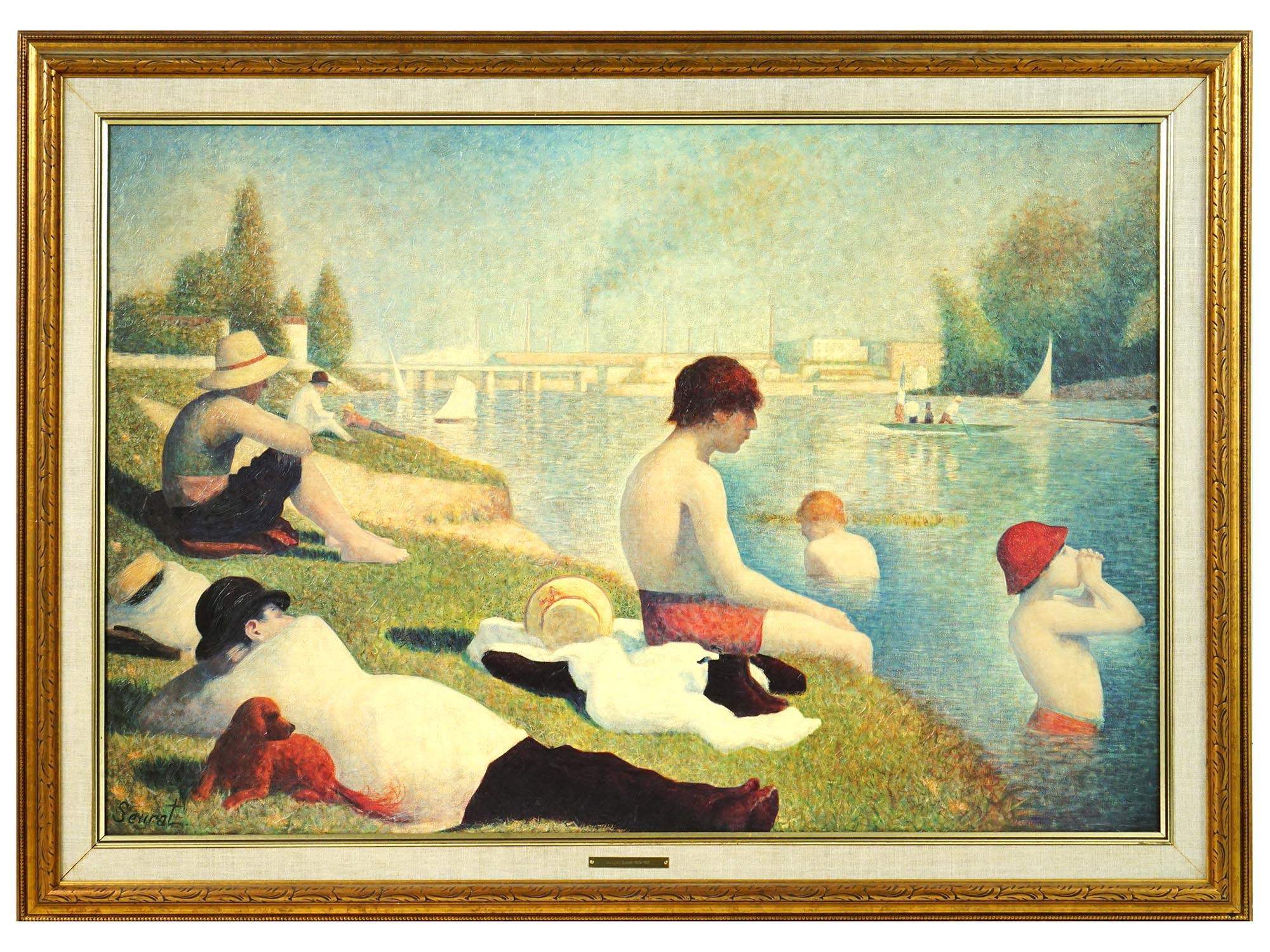 AFTER SEURAT BATHERS AT ASNIERES OIL PAINTING PIC-0