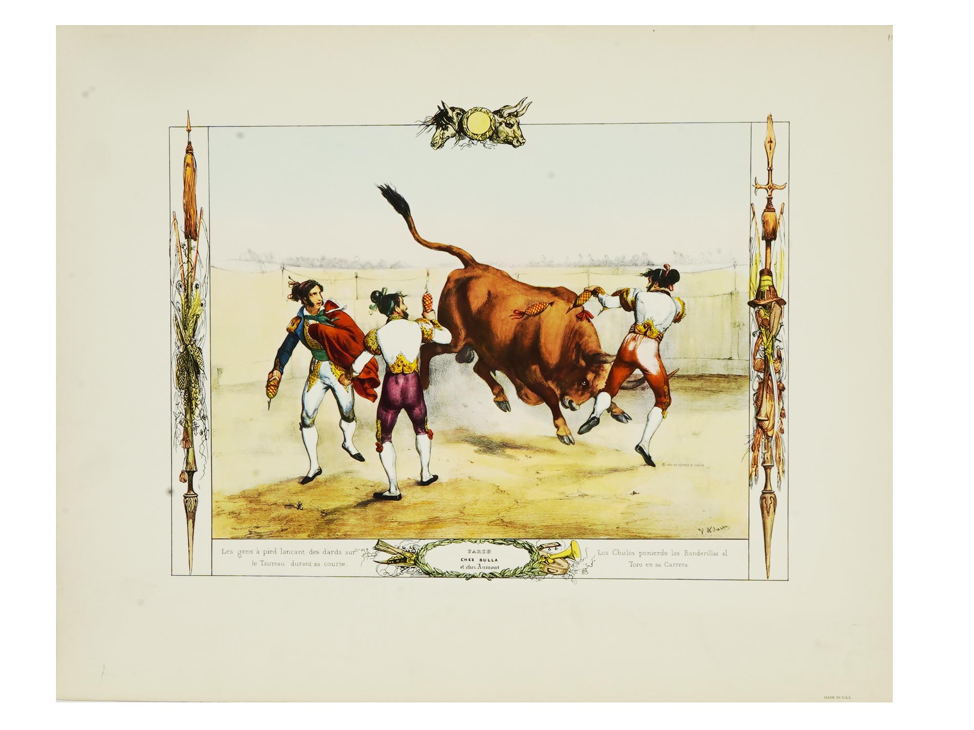 LOT OF FRENCH BULL FIGHTING LITHOGRAPHS BY VICTOR ADAM PIC-3