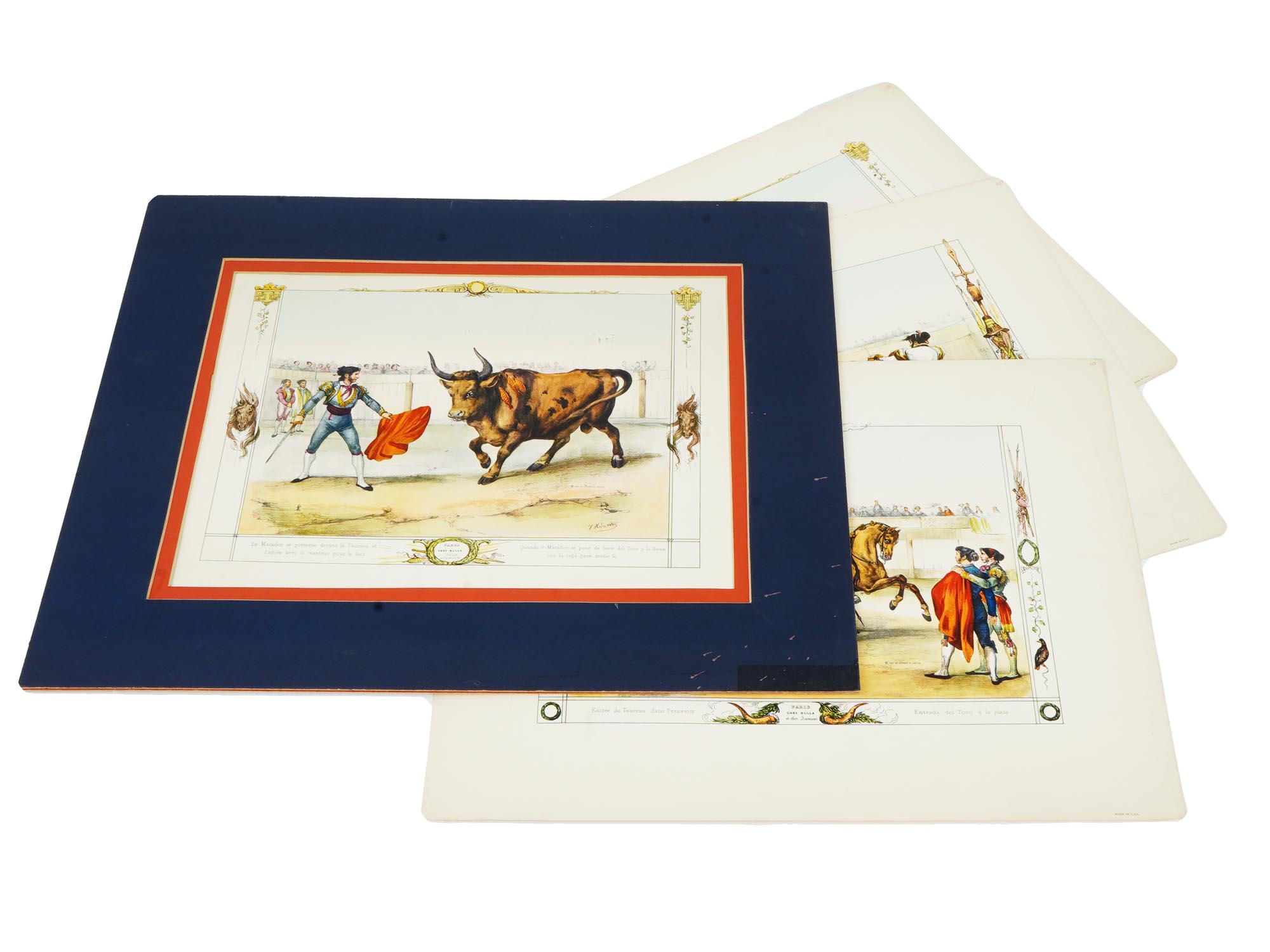 LOT OF FRENCH BULL FIGHTING LITHOGRAPHS BY VICTOR ADAM PIC-0