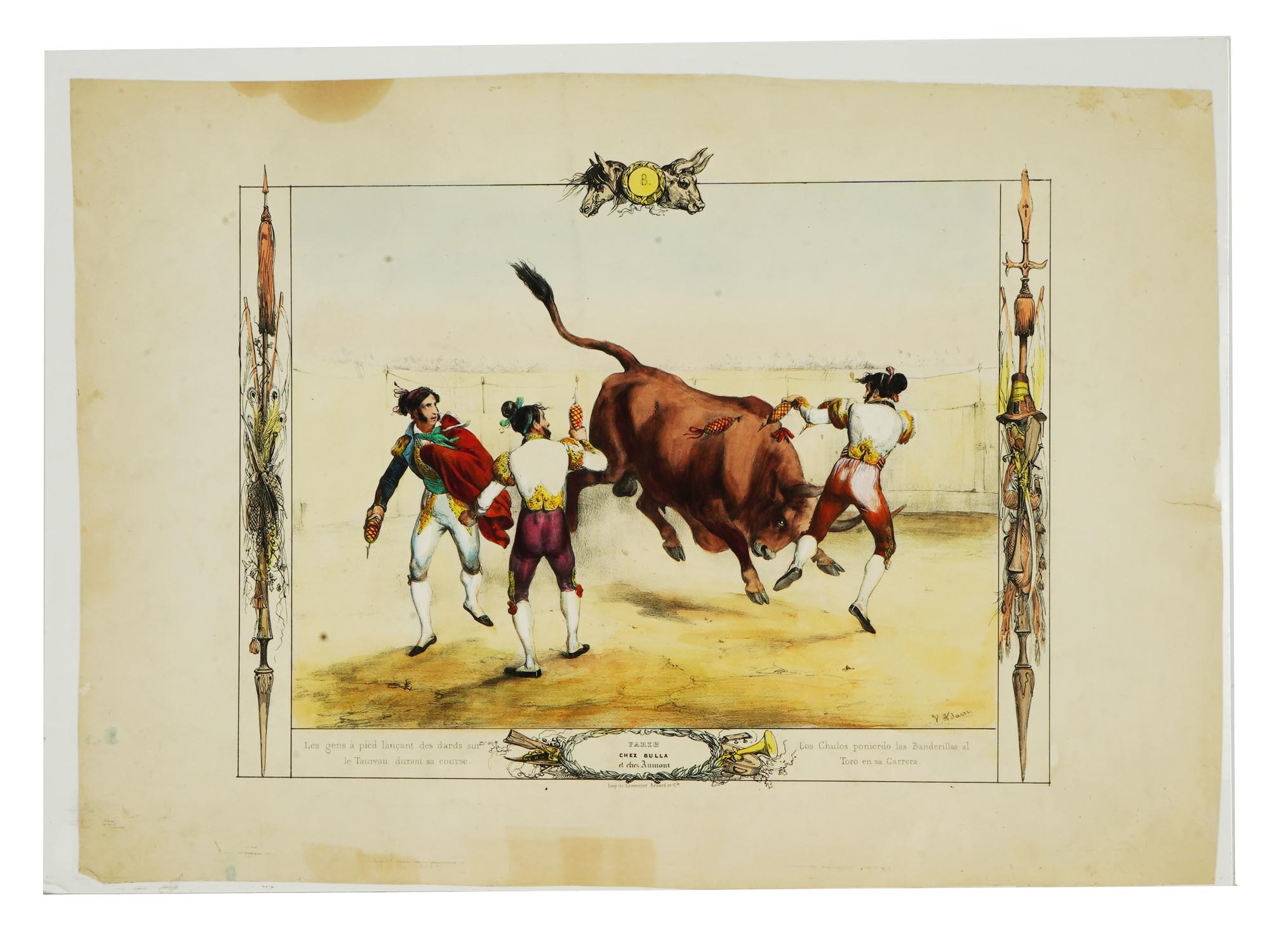 LOT OF FRENCH BULL FIGHTING LITHOGRAPHS BY VICTOR ADAM PIC-3