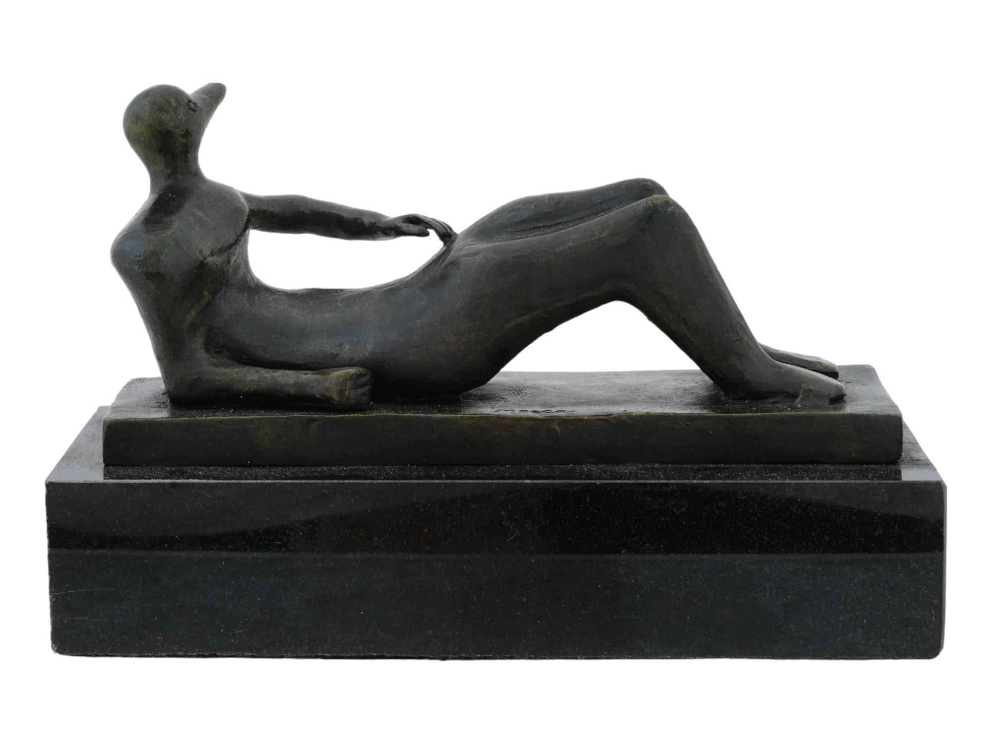 RECLINING FIGURE BRONZE SCULPTURE BY HENRY MOORE PIC-1