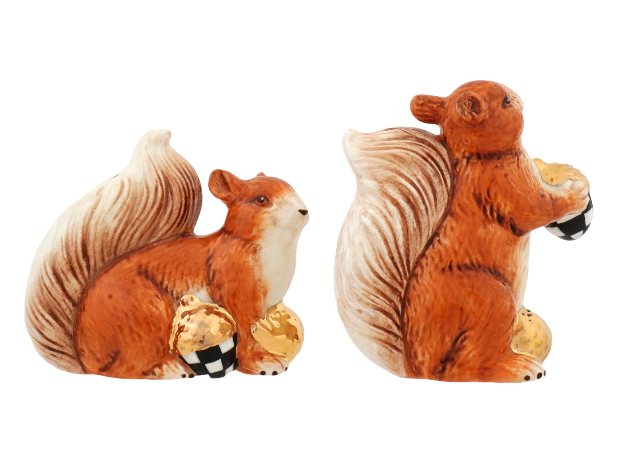 MACKENZIE-CHILDS PORCELAIN SQUIRREL SALT SHAKERS IOB PIC-2