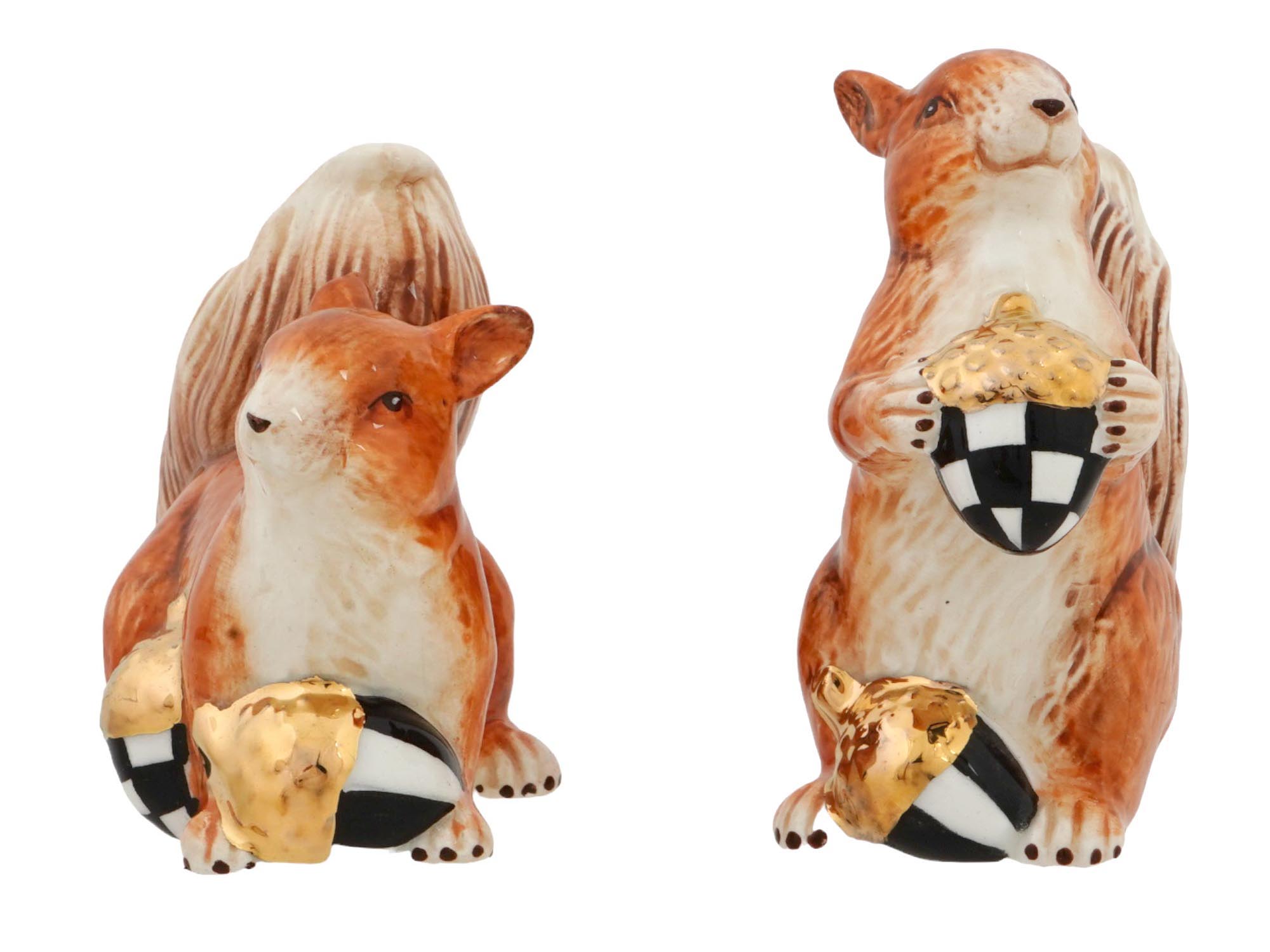 MACKENZIE-CHILDS PORCELAIN SQUIRREL SALT SHAKERS IOB PIC-3