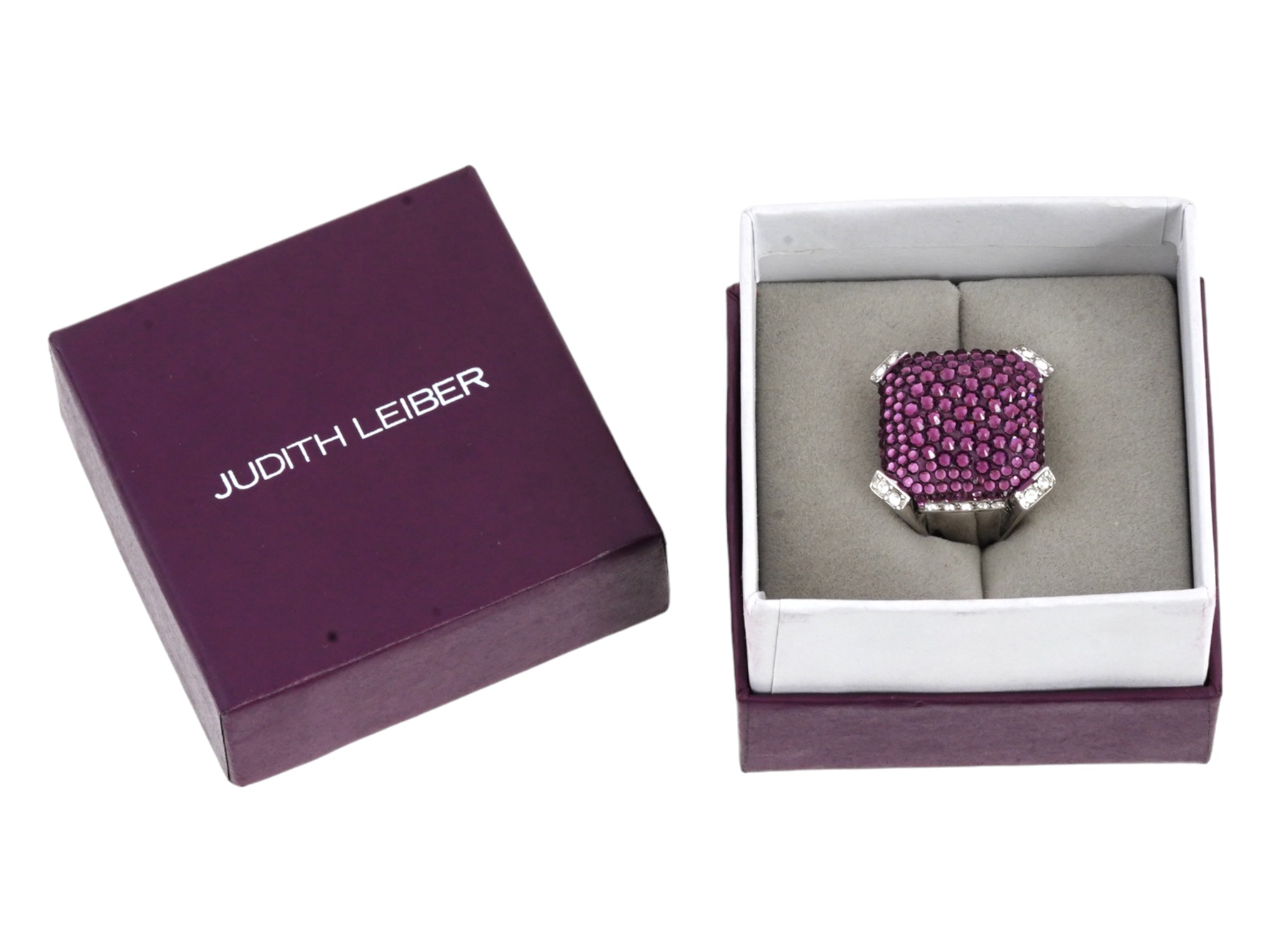 JUDITH LEIBER SWAROVSKI CRYSTAL PAVE COCKTAIL RING IOB PIC-0