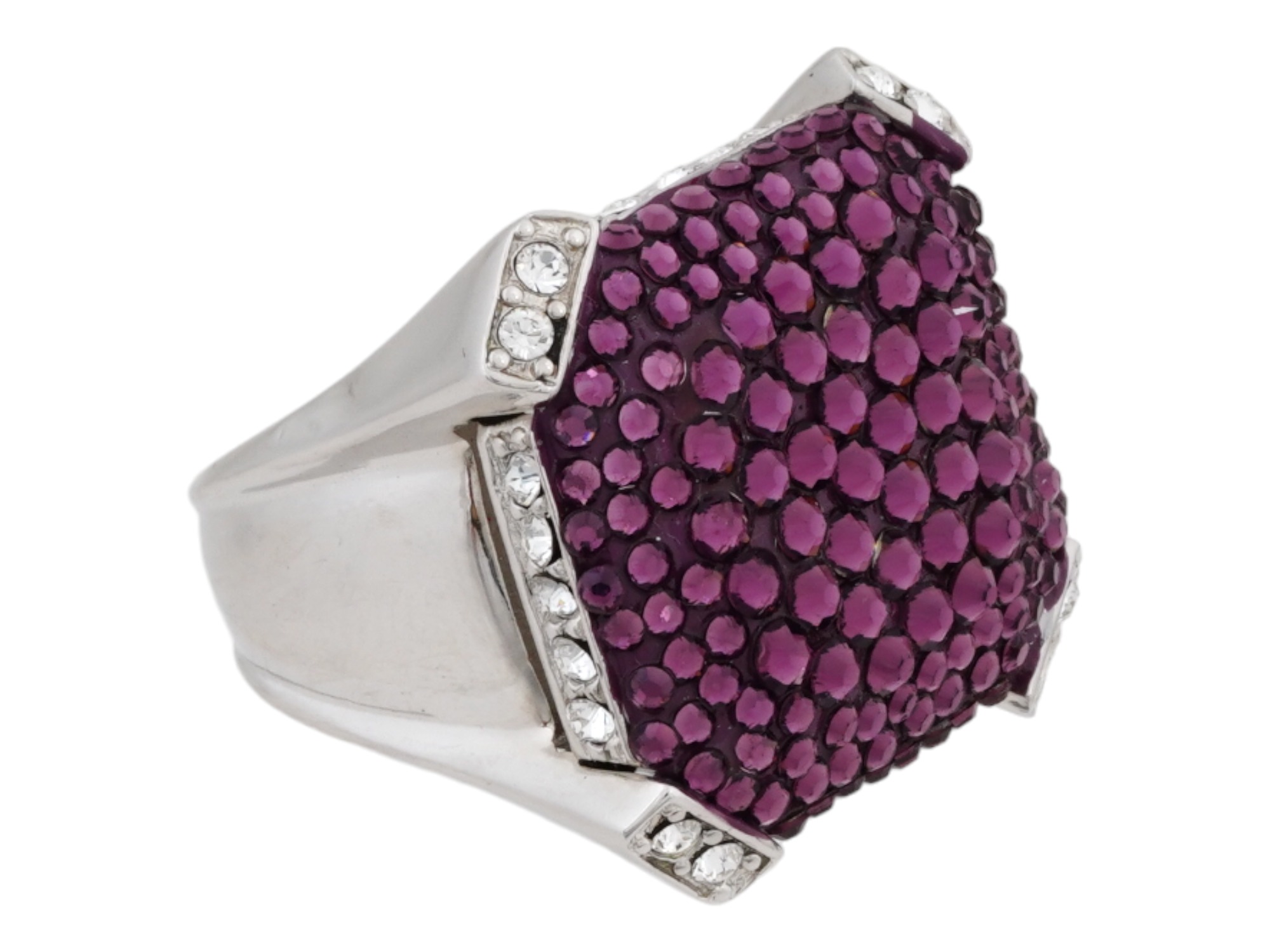 JUDITH LEIBER SWAROVSKI CRYSTAL PAVE COCKTAIL RING IOB PIC-1