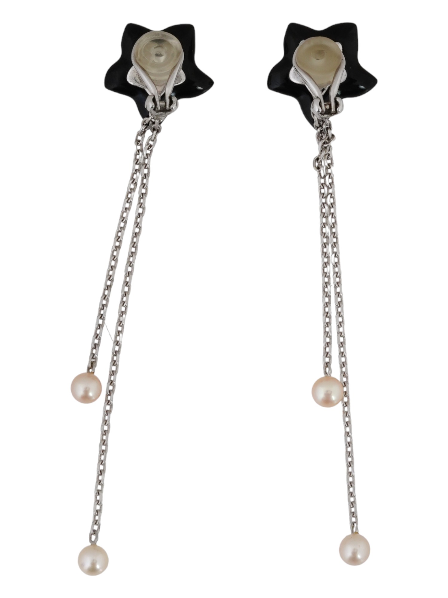 BACCARAT STERLING SILVER LEAD CRYSTAL PEARL EARRINGS PIC-2