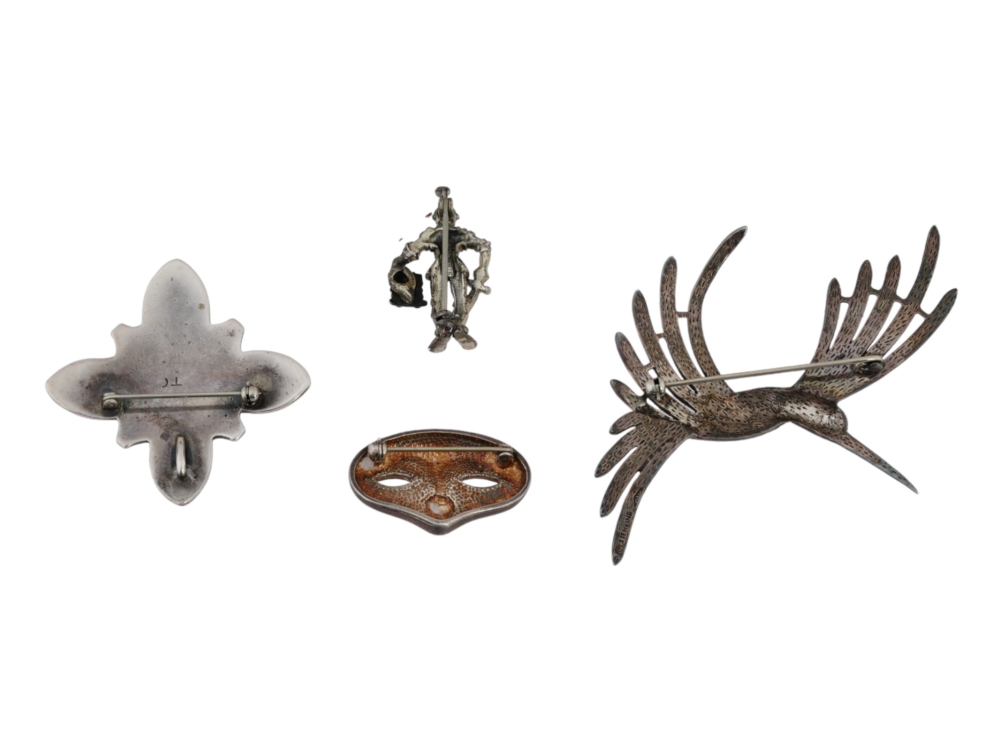 COLLECTION OF FIGURAL STERLING SILVER PIN BROOCHES PIC-1