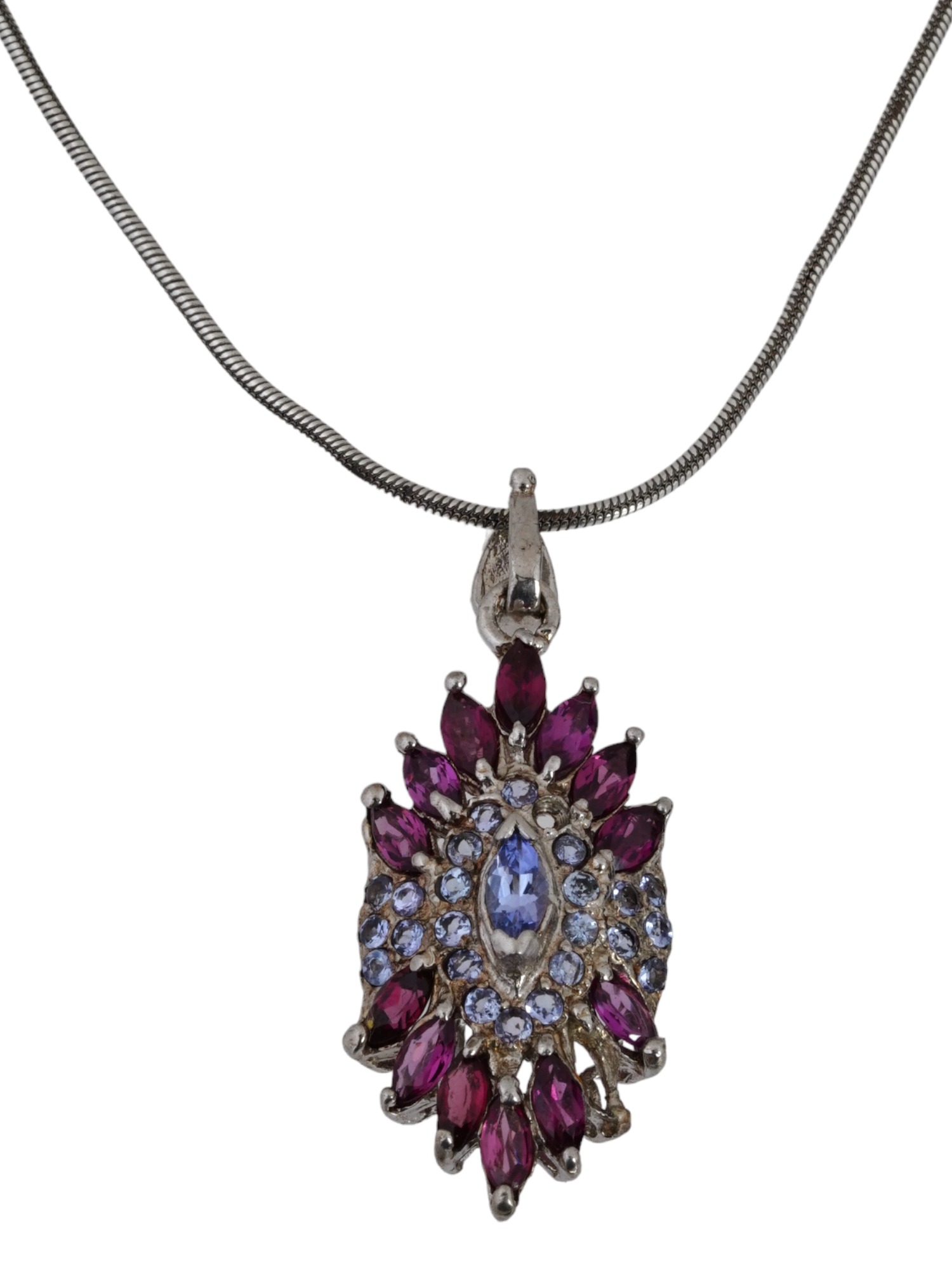 DANECRAFT STERLING NECKLACE WITH TANZANITE PENDANT PIC-0