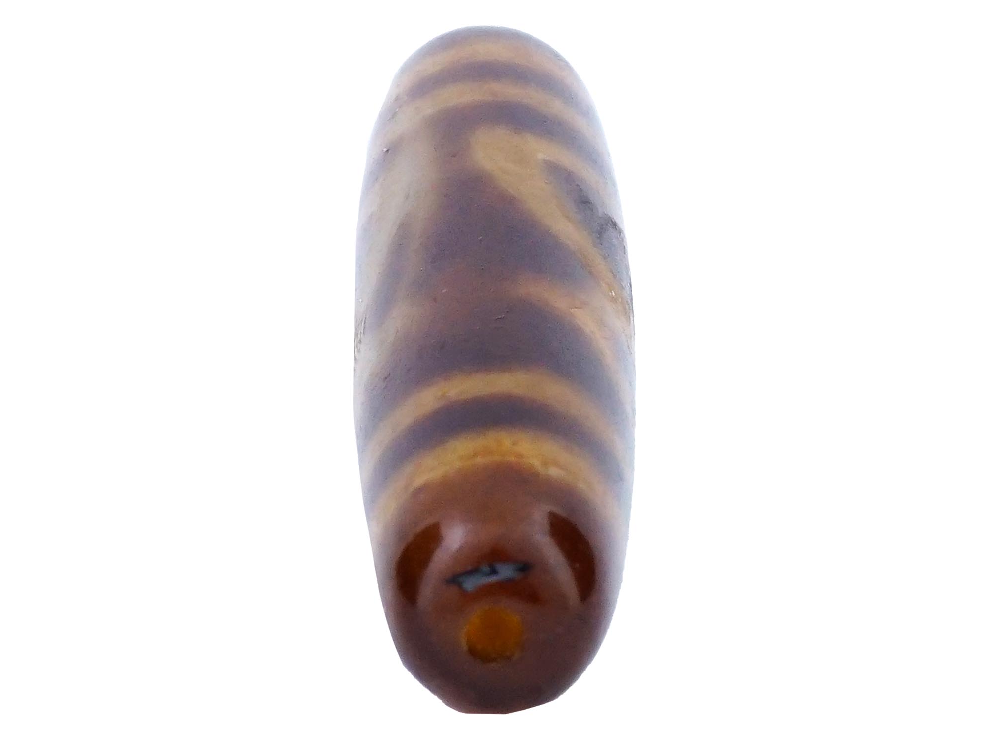 ANCIENT TIBETAN DOUBLE LONGEVITY MOTIF DZI AGATE BEAD PIC-4