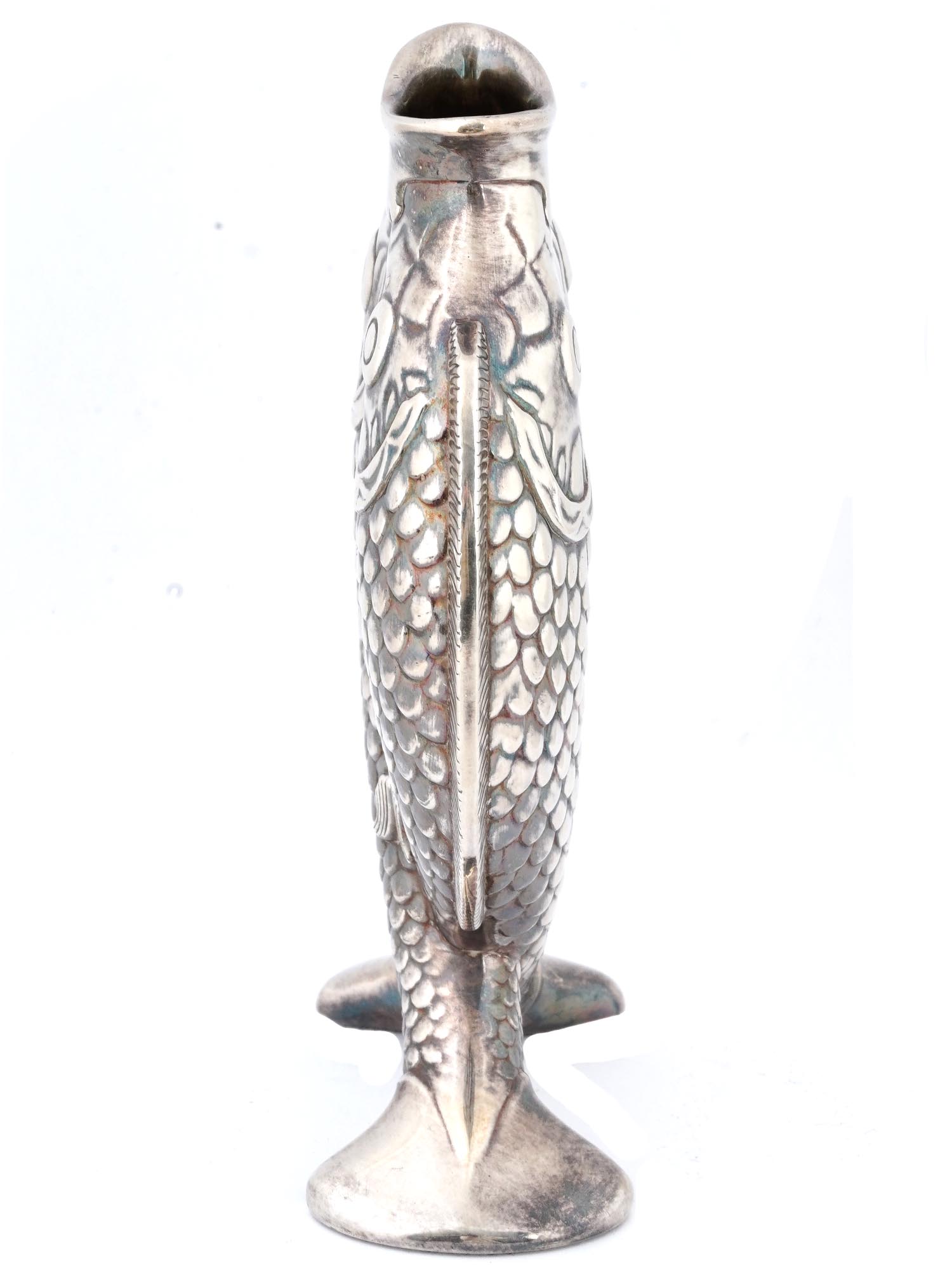 VINTAGE CHRISTOFLE SILVER PLATED DOUBLE FISH VASE PIC-2