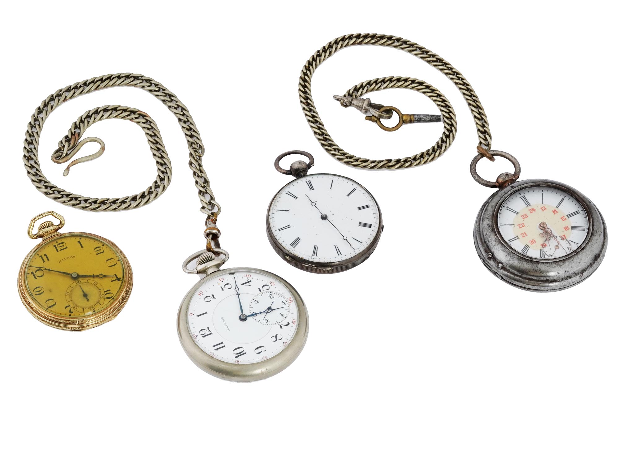 COLLECTION OF ANTIQUE POCKET WATCHES IN SILVER CASES PIC-1