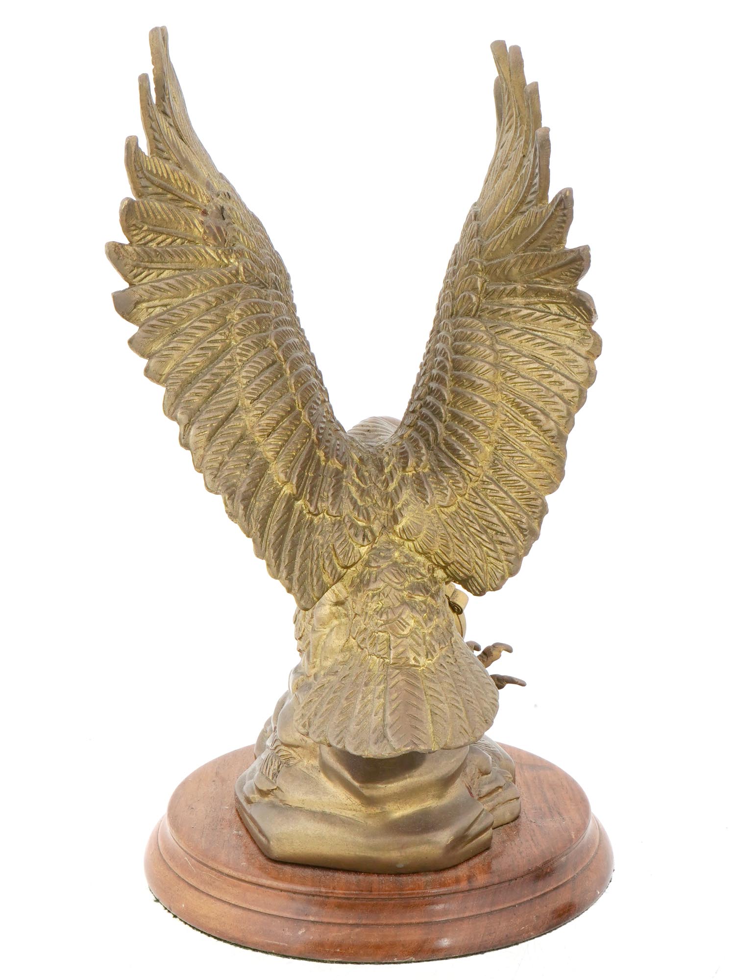 BRONZE EAGLE POCKET WATCH STAND W CHARLES HUBERT CLOCK PIC-3