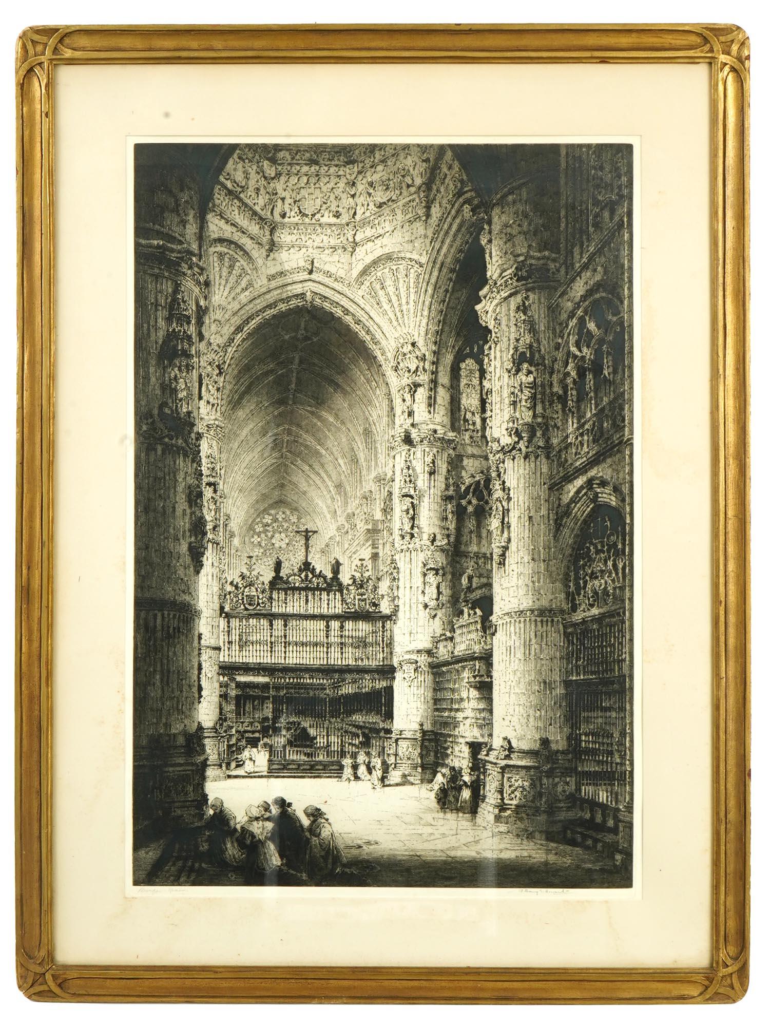 VIEW OF BURGOS CATHEDRAL ETCHING BY ALBANY HOWARTH PIC-0