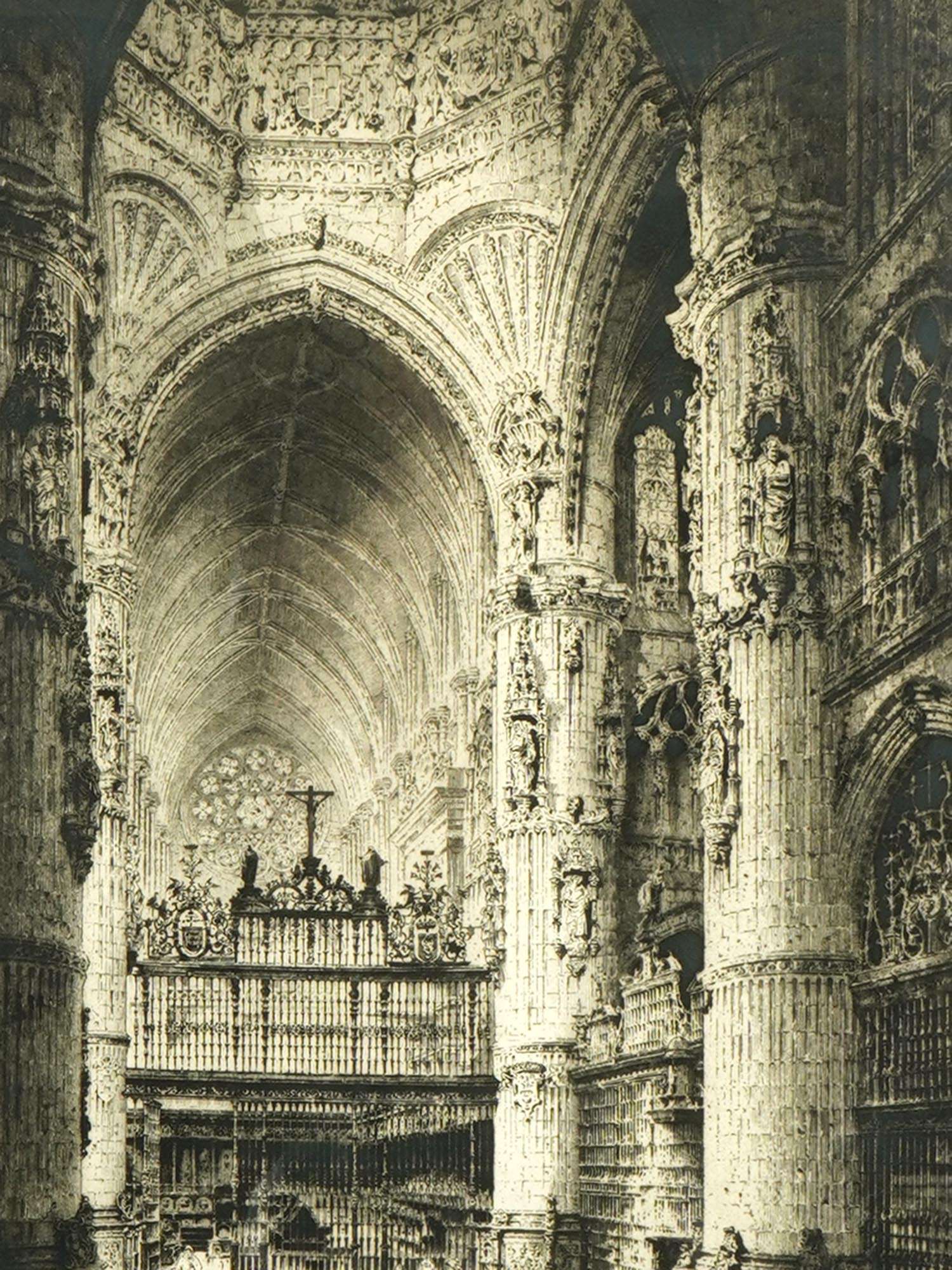 VIEW OF BURGOS CATHEDRAL ETCHING BY ALBANY HOWARTH PIC-1