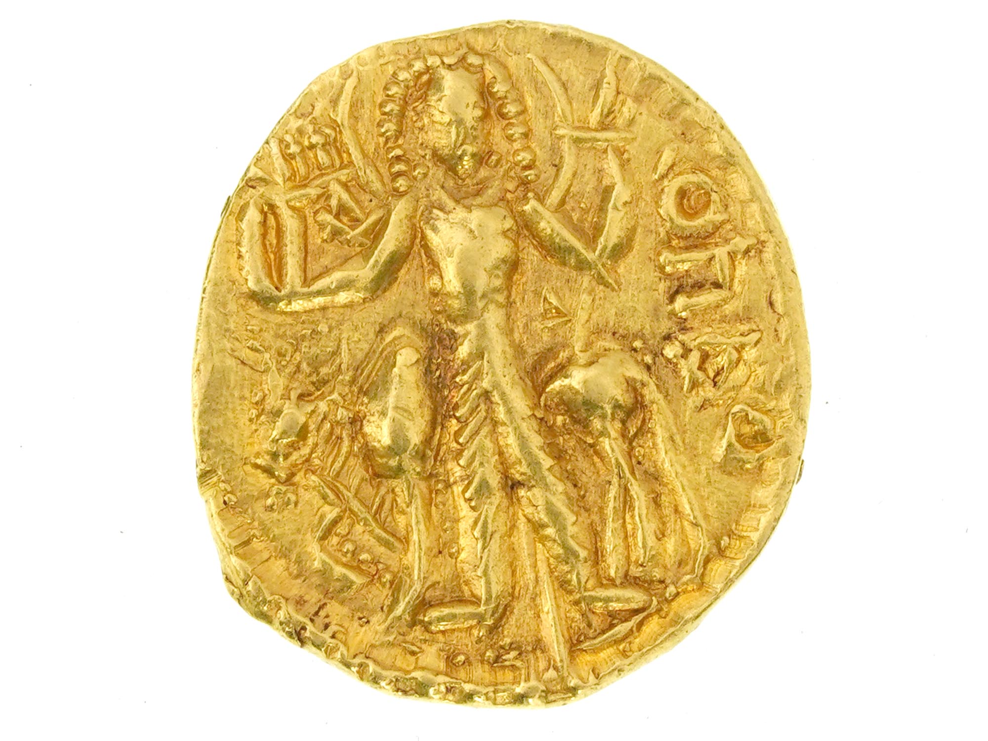 ANTIQUE GOLD DINAR COIN OF KUSHAN EMPIRE VASUDEVA I PIC-0