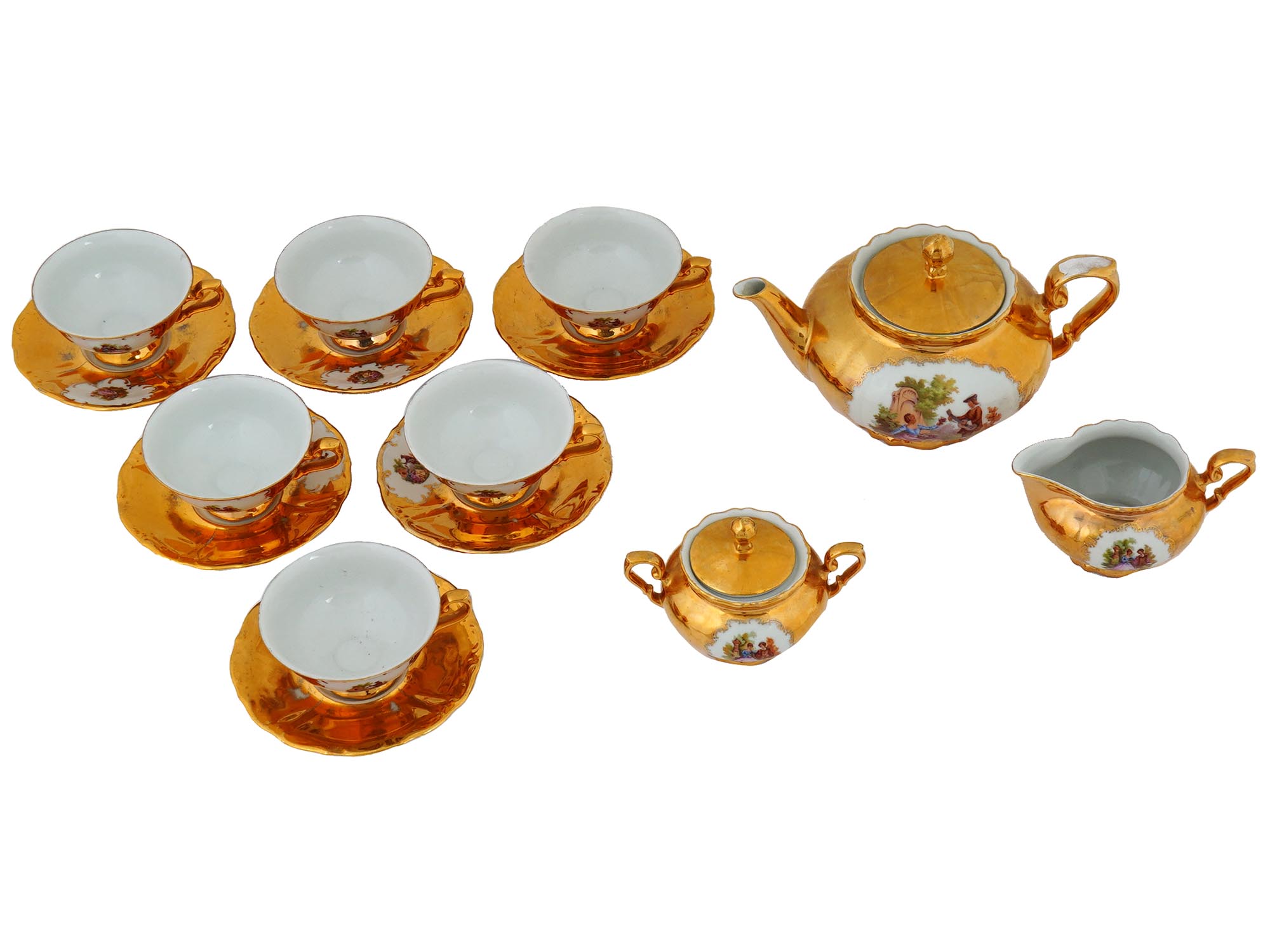 MID CENT TIRSCHEN BAVARIA GILT PORCELAIN TEA SERVICE PIC-1