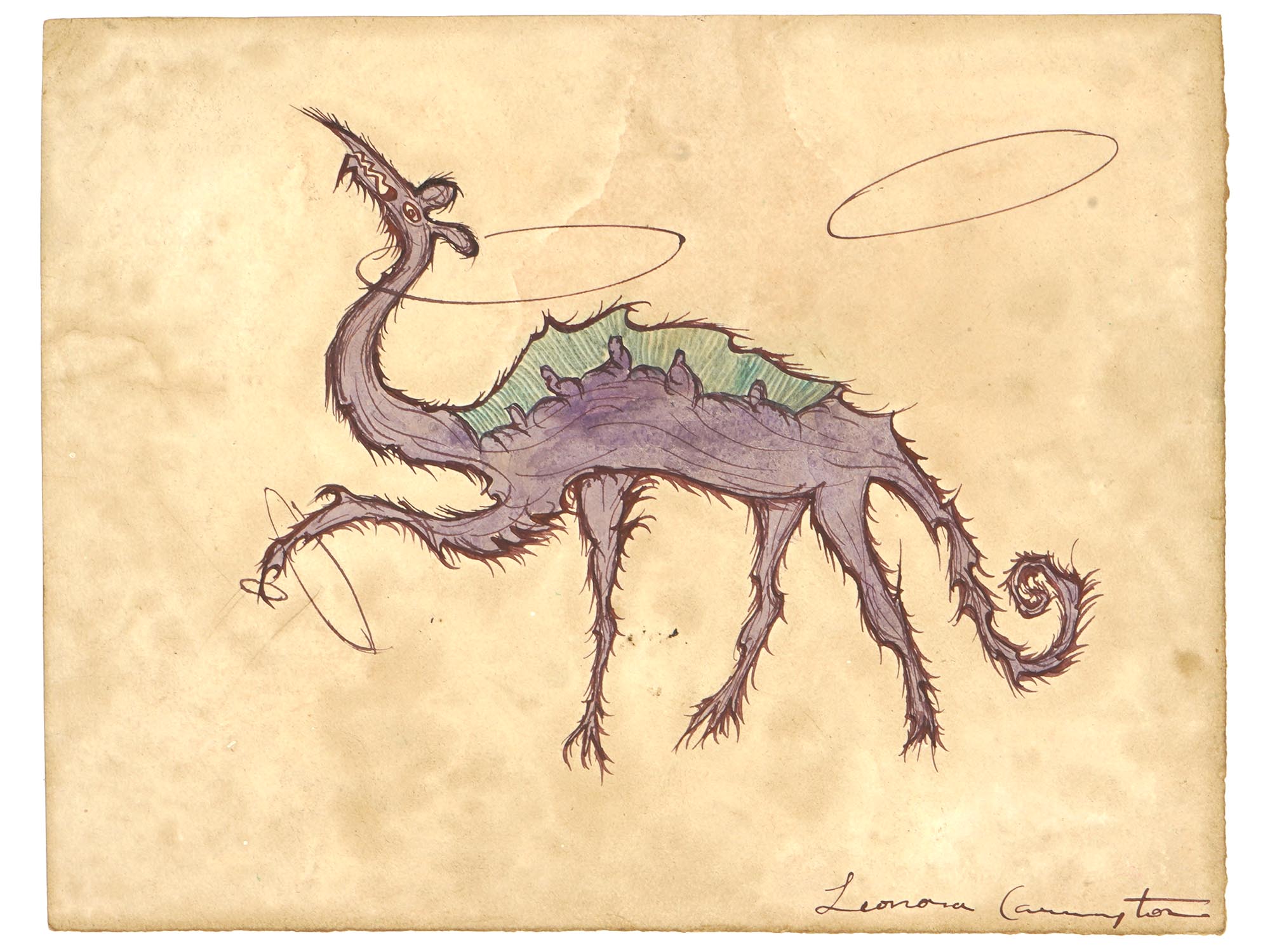 URREAL BRITISH INK PAINTING BY LEONORA CARRINGTON PIC-0