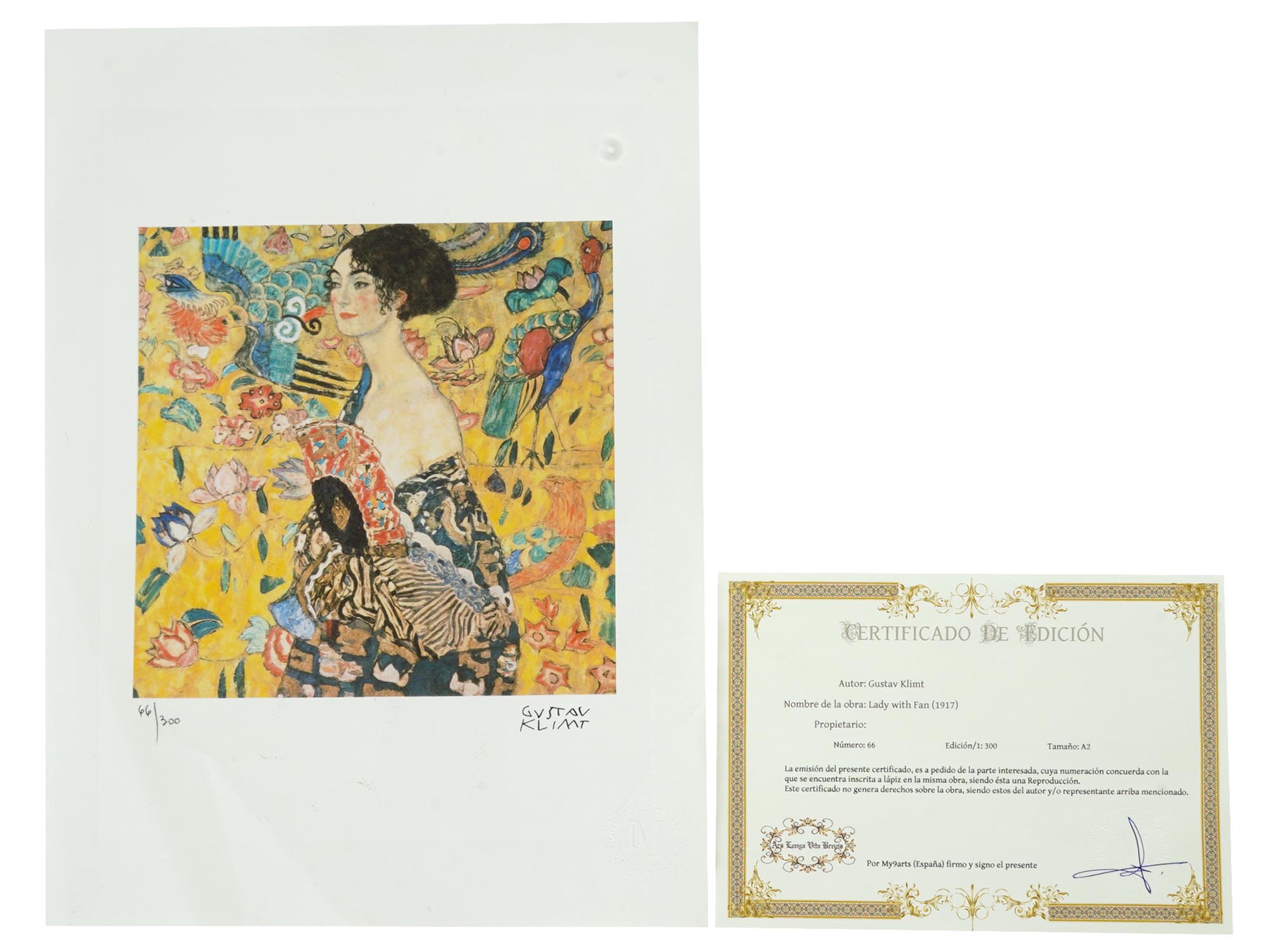 AUSTRIAN LADY LITHOGRAPH BY GUSTAV KILMT WITH COA PIC-0