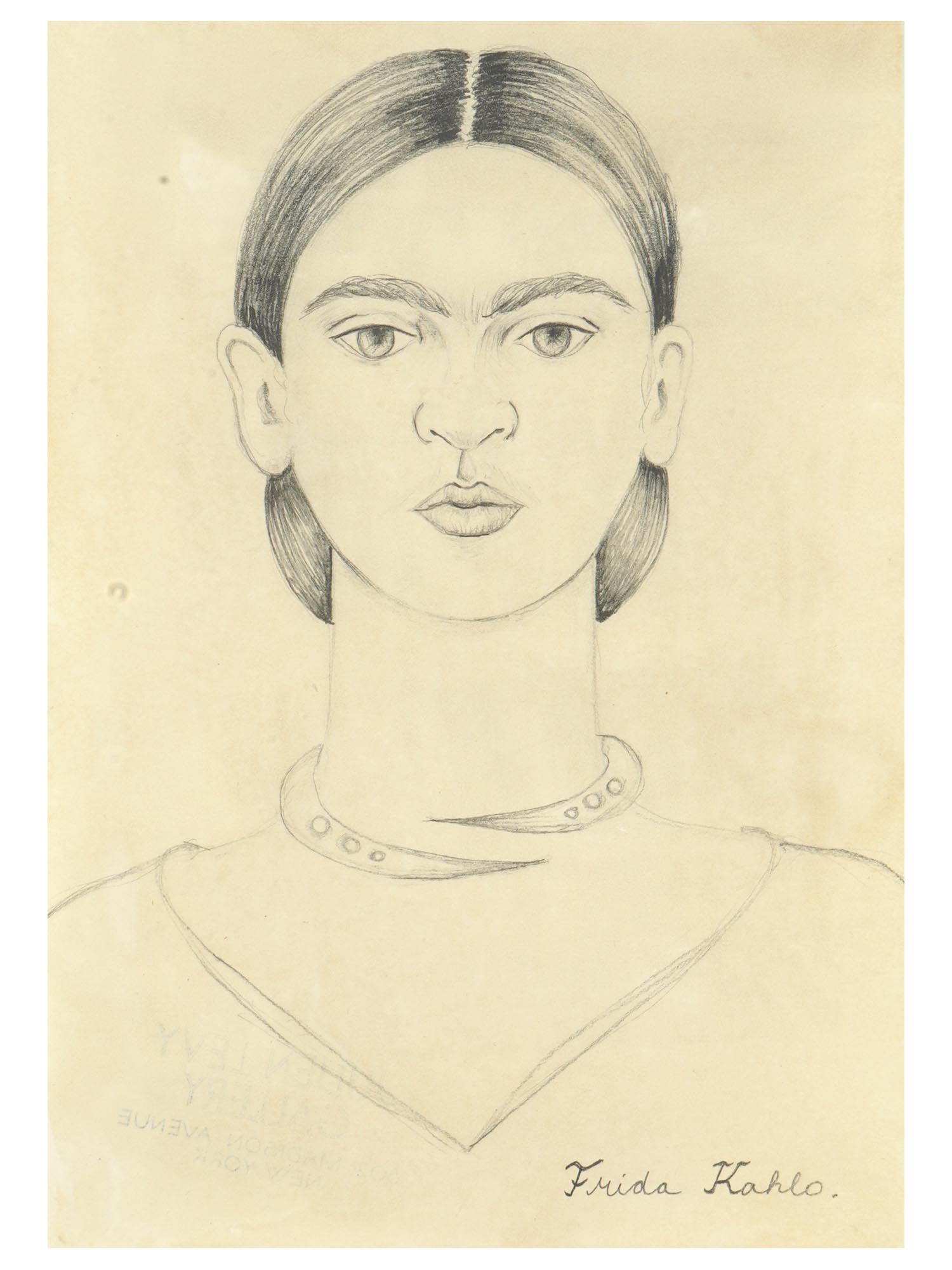 1930S SELF PORTRAIT PENCIL DRAWING BY FRIDA KAHLO PIC-1