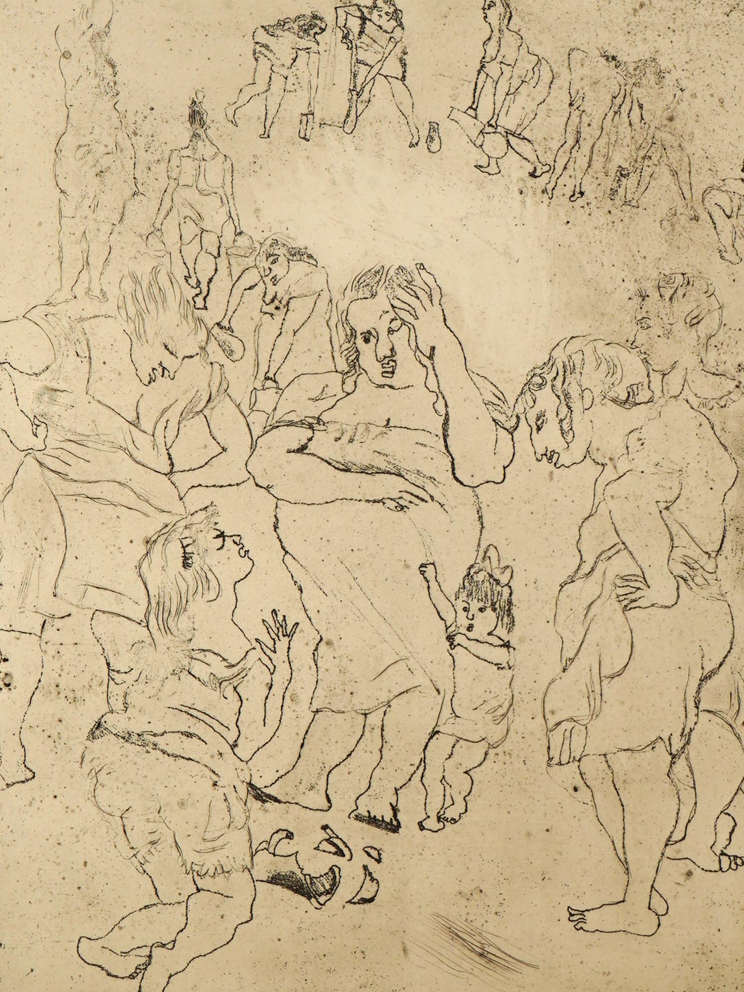 ANTIQUE BULGARIAN FRENCH ETCHING BY JULES PASCIN PIC-1