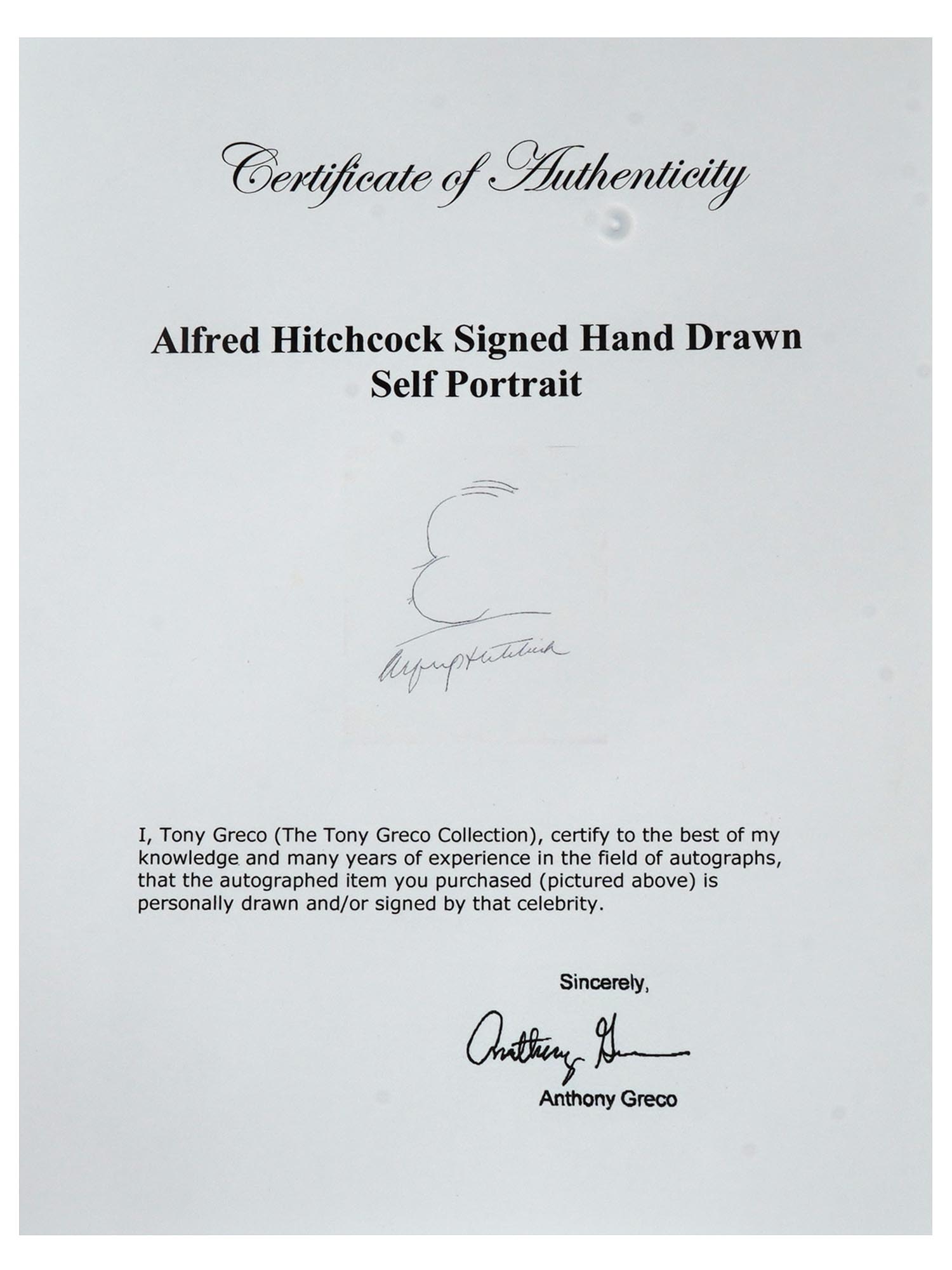 ALFRED HITCHCOCK SIGNED SELF PORTRAIT PAINTING W COA PIC-3