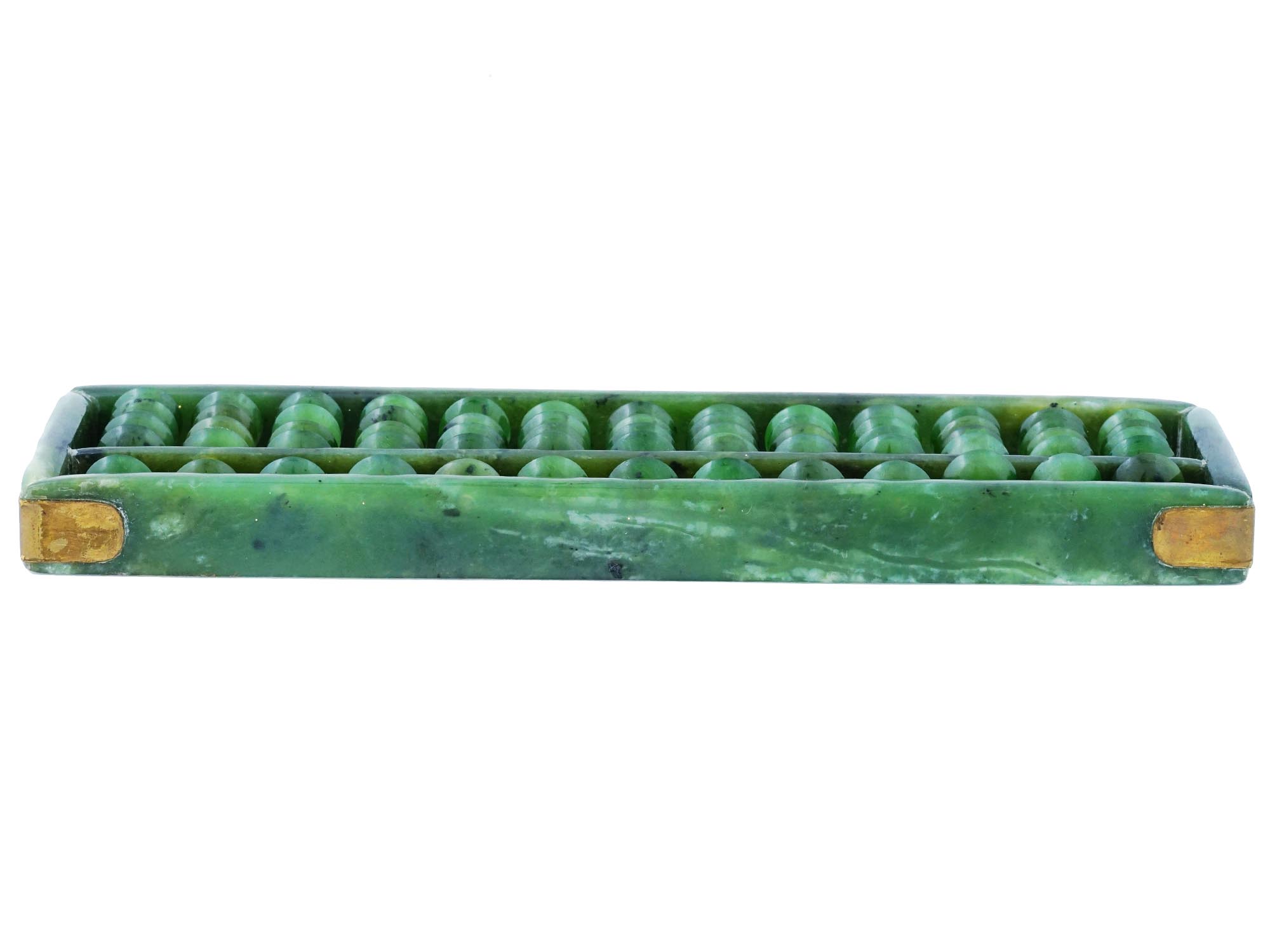 CHINESE CARVED NATURAL DEEP GREEN HETIAN JADE ABACUS PIC-2