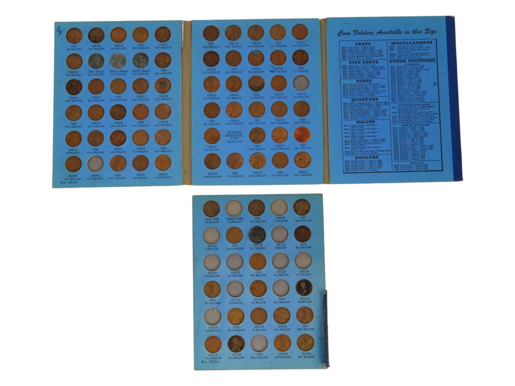 WHITMAN 1909 TO 1941 LINCOLN CENT COIN FOLDERS PIC-0