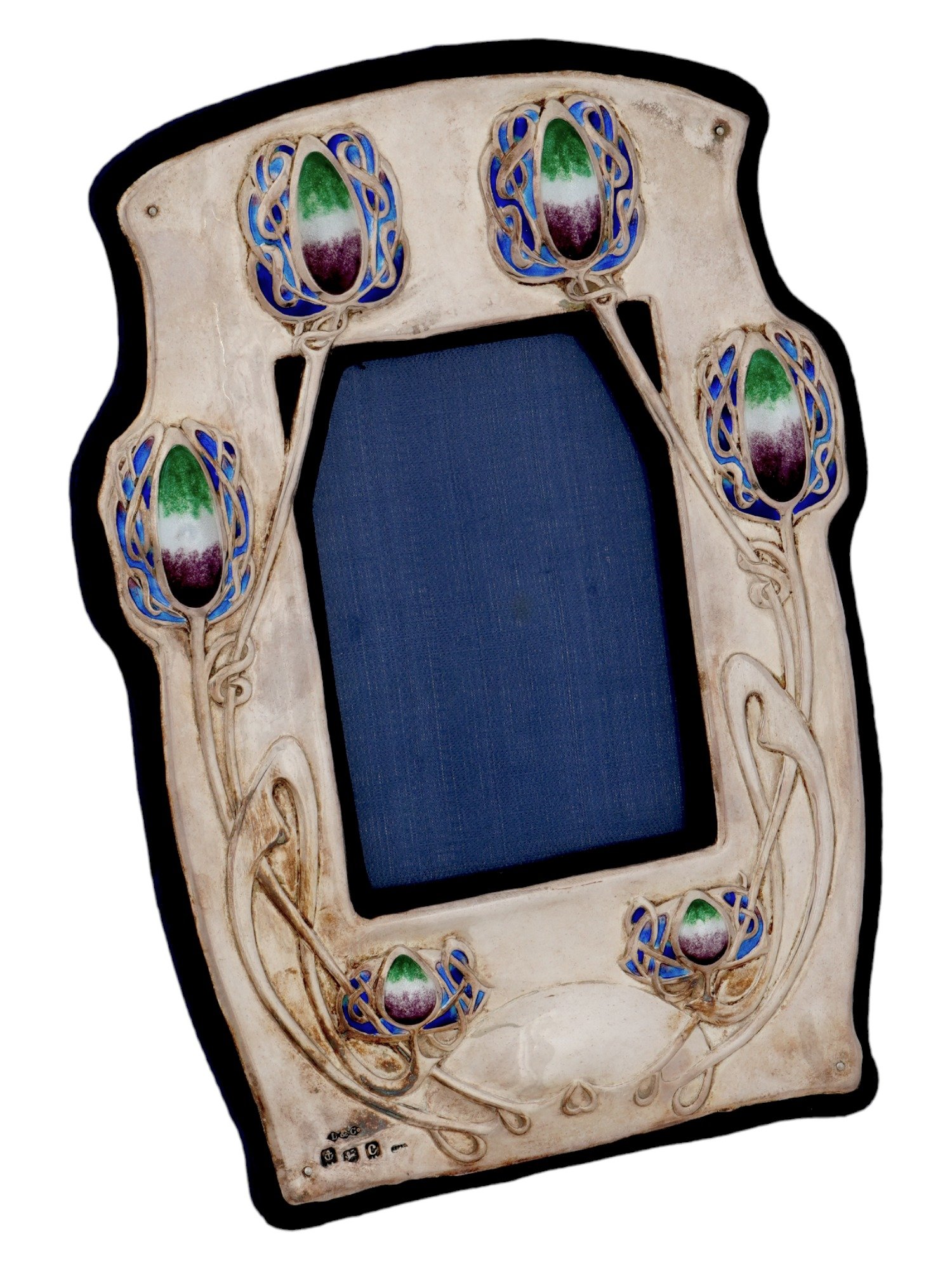 ENGLISH ART NOUVEAU KNOX CYMRIC SILVER ENAMEL FRAME PIC-1