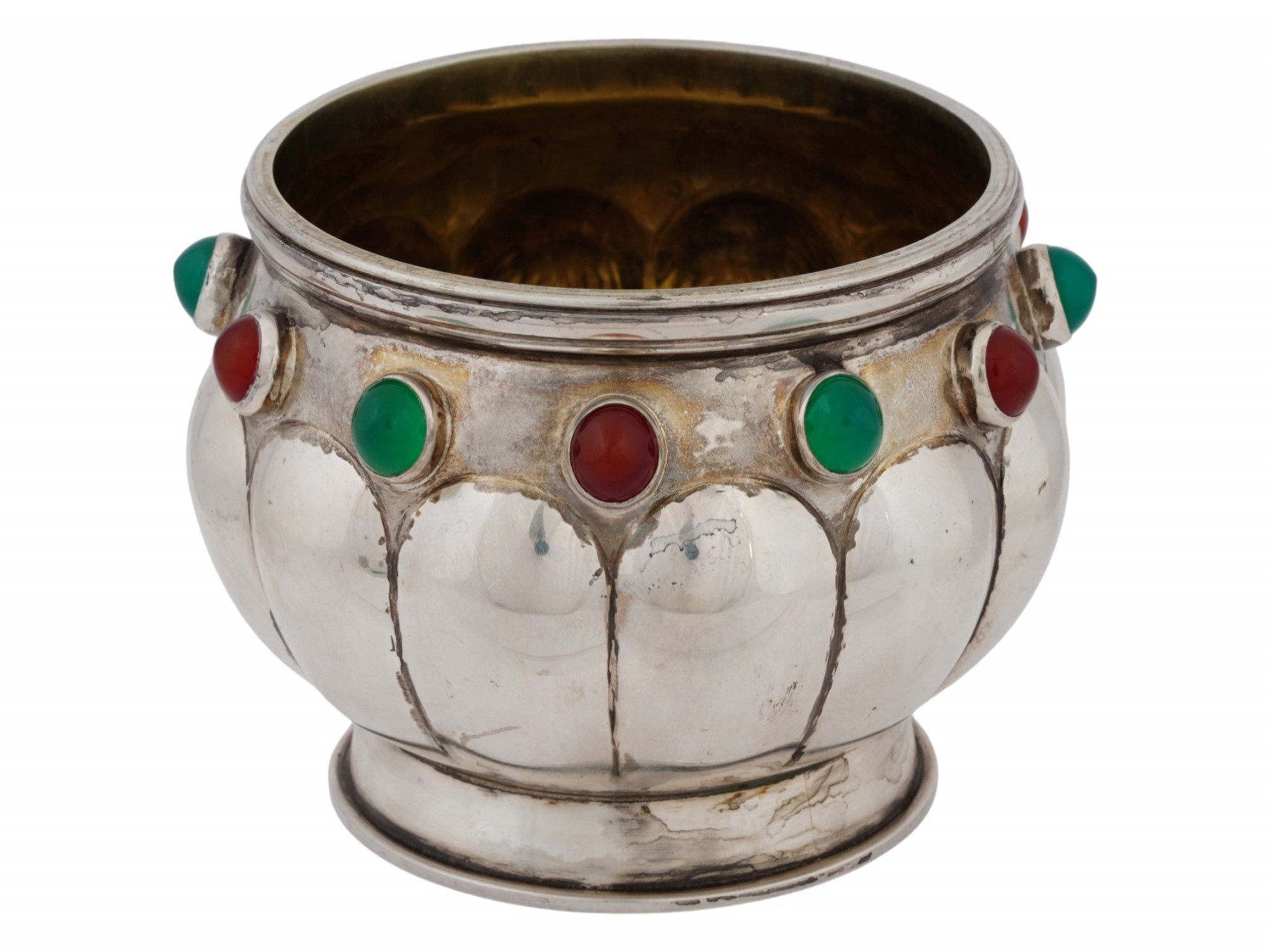 RUSSIAN 88 SILVER BRATINA BOWL WITH GEMSTONES PIC-0