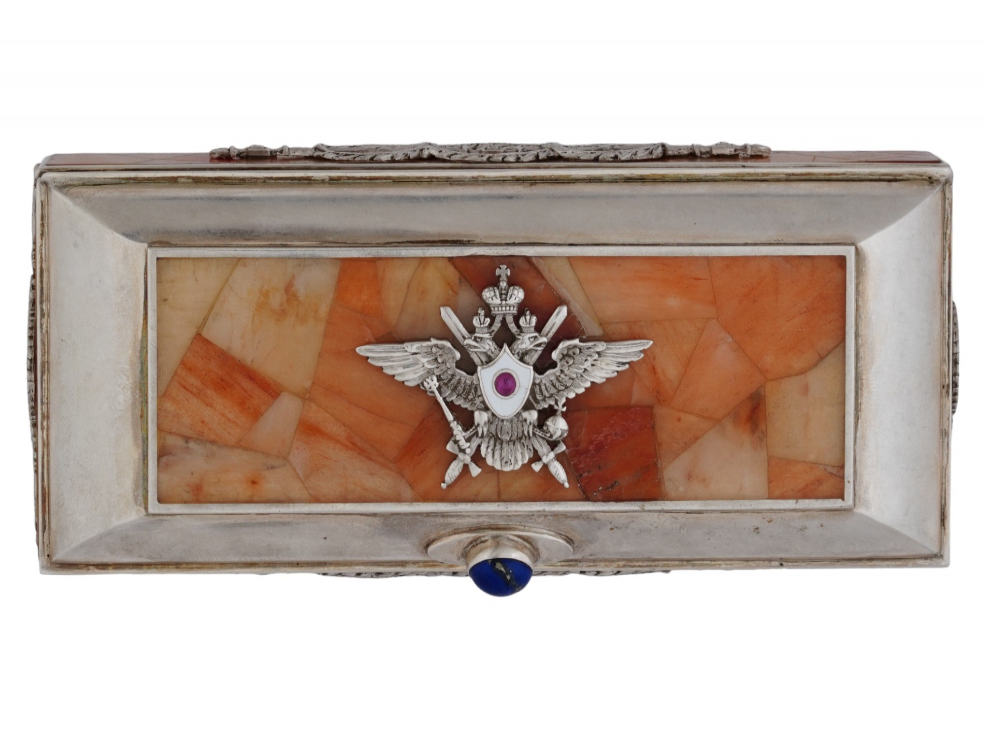 RUSSIAN 88 SILVER MOSAIC RUBY JASPER PRESENTATION BOX PIC-5