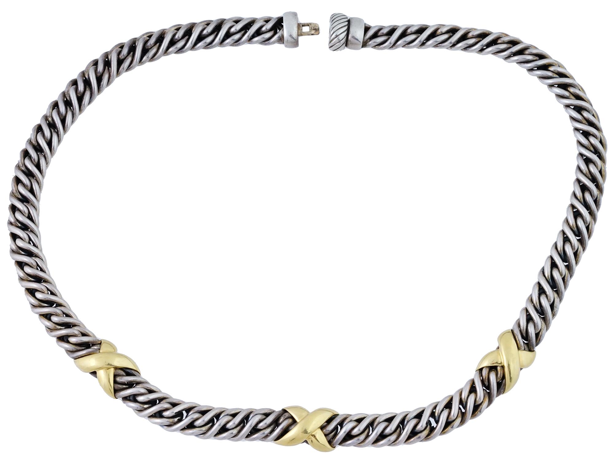 SILVER AND 18K GOLD CHAIN NECKLACE BY DAVID YURMAN PIC-0