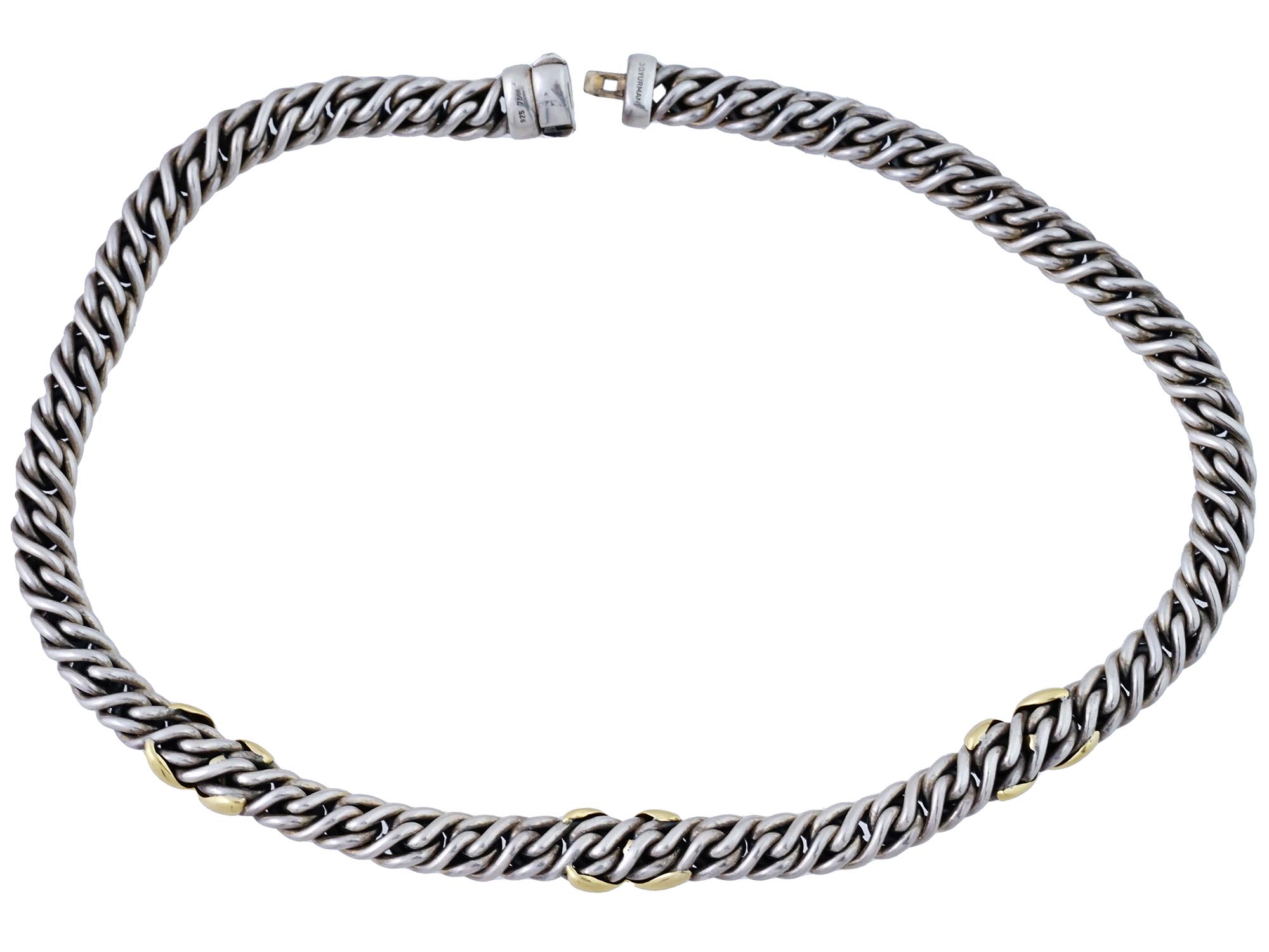 SILVER AND 18K GOLD CHAIN NECKLACE BY DAVID YURMAN PIC-1