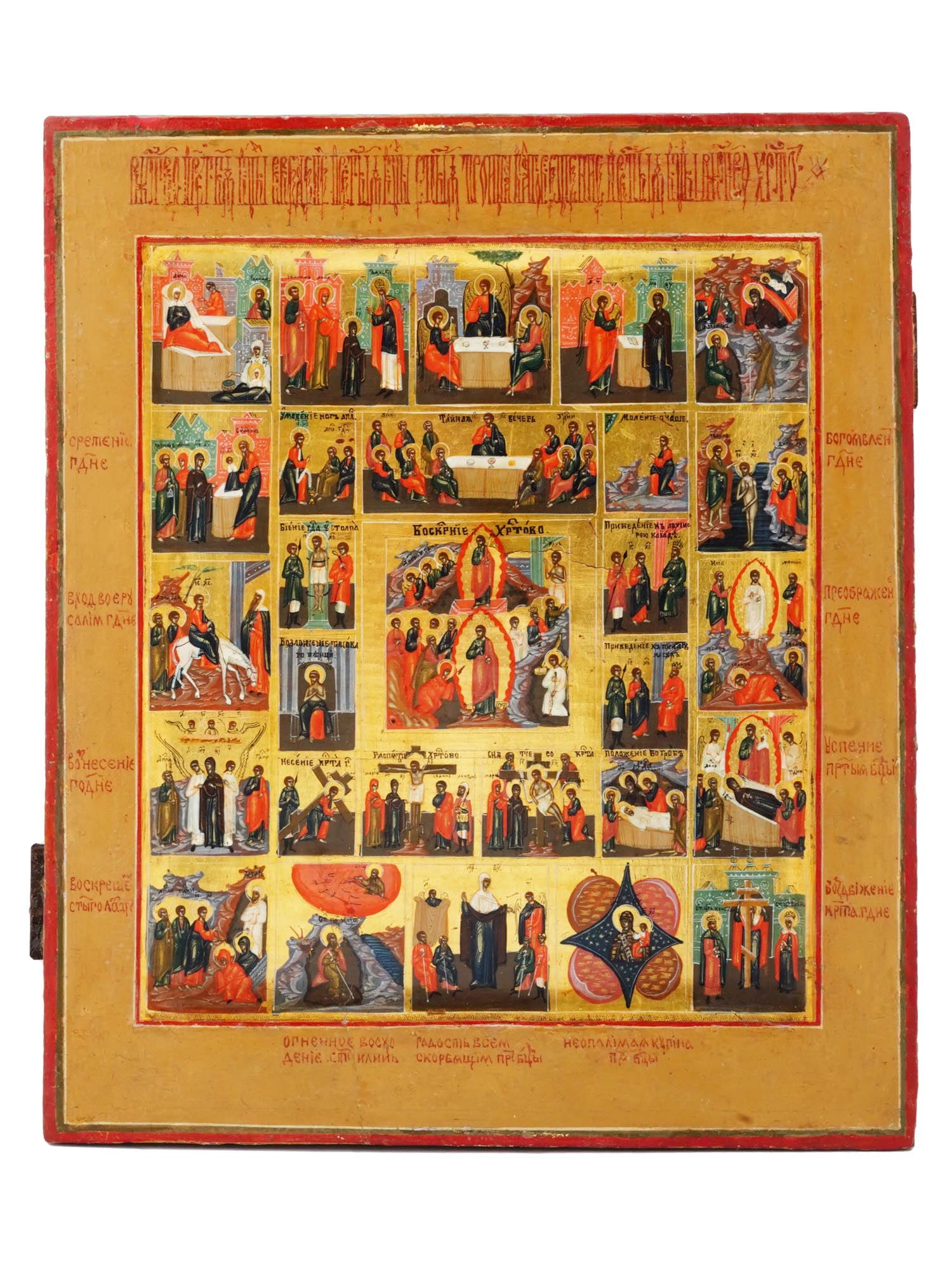 ANTIQUE RUSSIAN ICON OF THE GREAT ORTHODOX FEASTS PIC-0