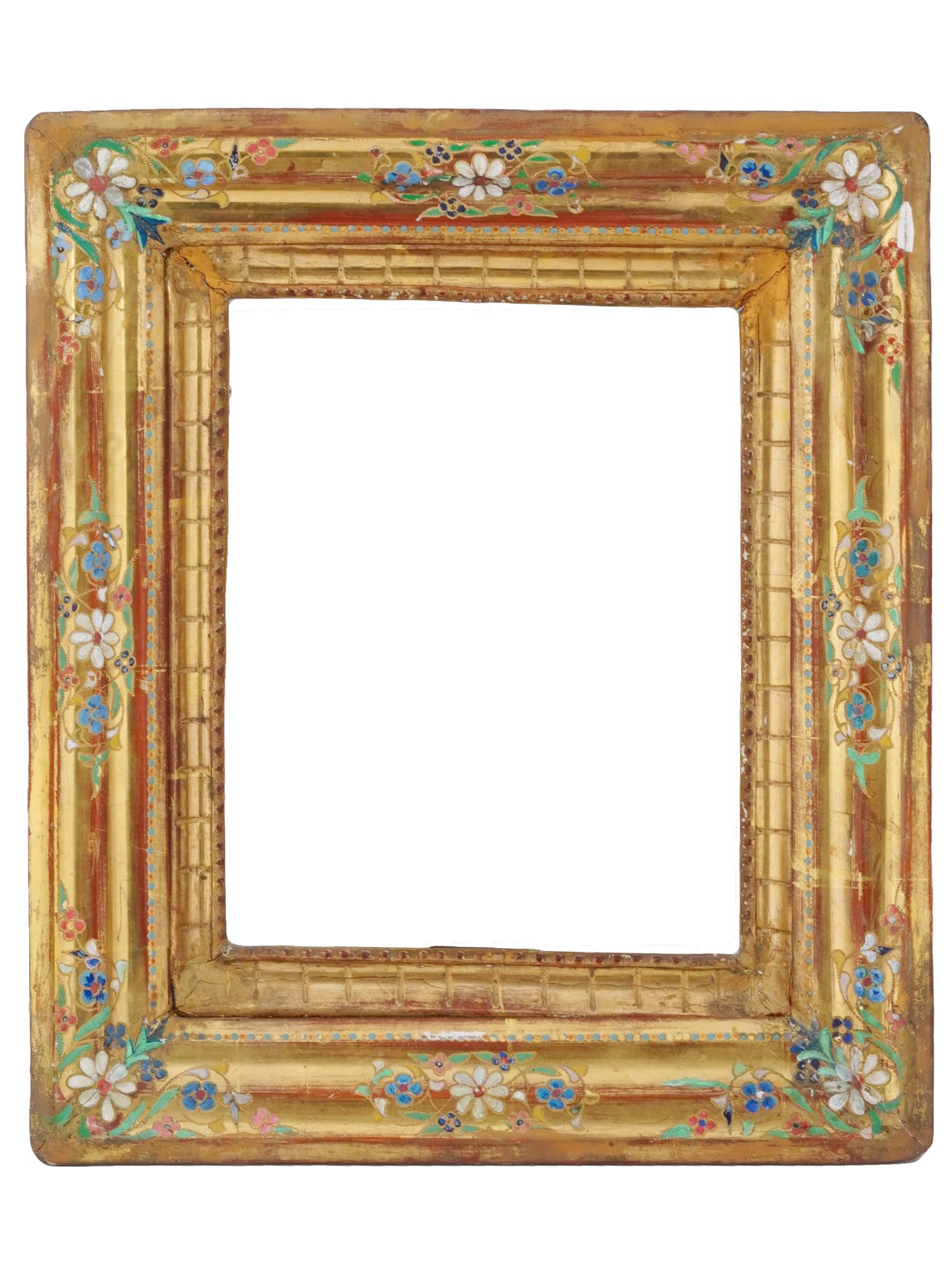 ANTIQUE HAND PAINTED GILT WOODEN PAINTING FRAME PIC-0