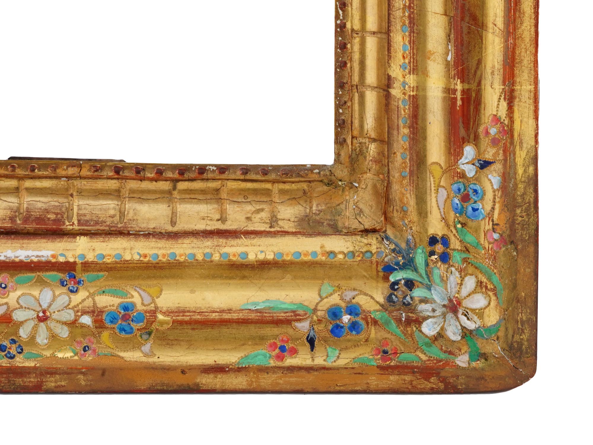 ANTIQUE HAND PAINTED GILT WOODEN PAINTING FRAME PIC-3