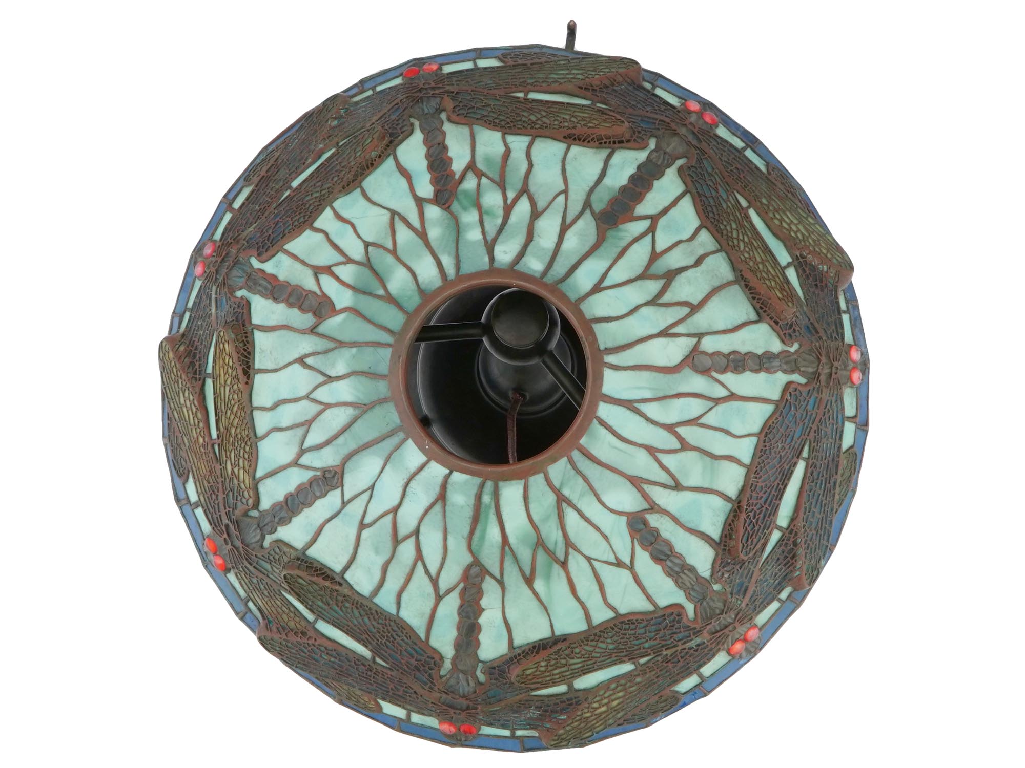 TIFFANY AND CO LEADED GLASS DRAGONFLY TABLE LAMP PIC-3