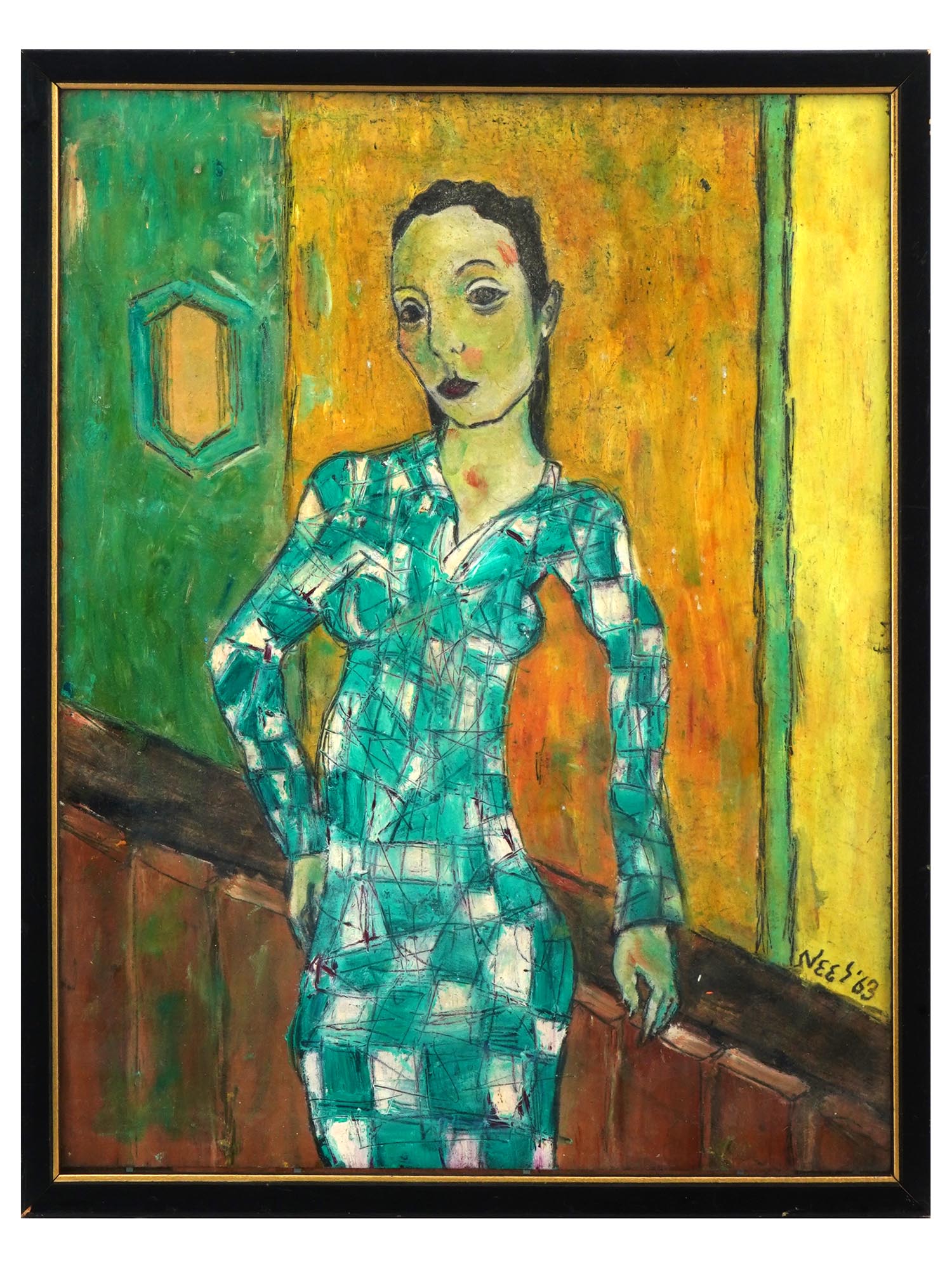 AMERICAN FEMALE PORTRAIT OIL PAINTING BY ALICE NEEL PIC-0