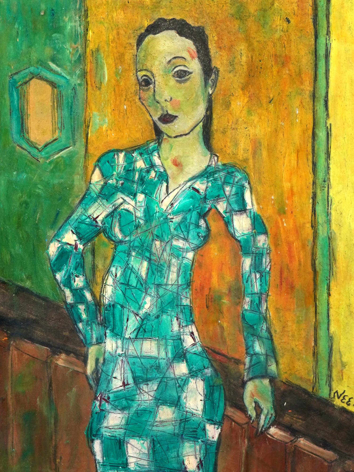 AMERICAN FEMALE PORTRAIT OIL PAINTING BY ALICE NEEL PIC-1