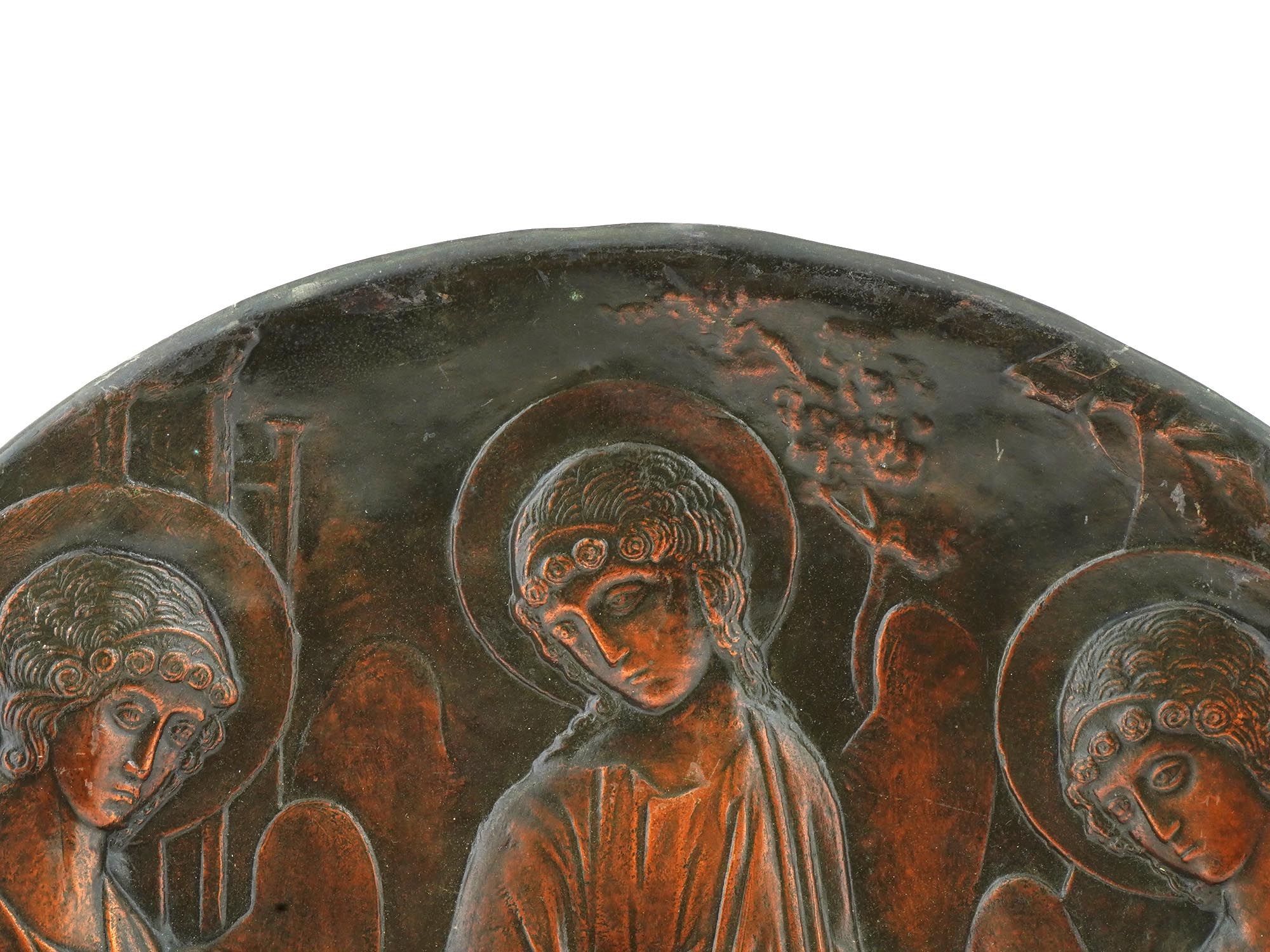 ANTIQUE RUSSIAN COPPER TRINITY BAS RELIEF PLATE PIC-3