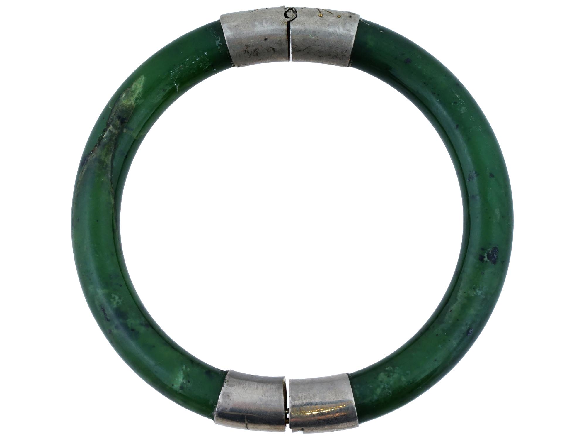 CHINESE HAND CARVED JADE BANGLE BRACELET PIC-2