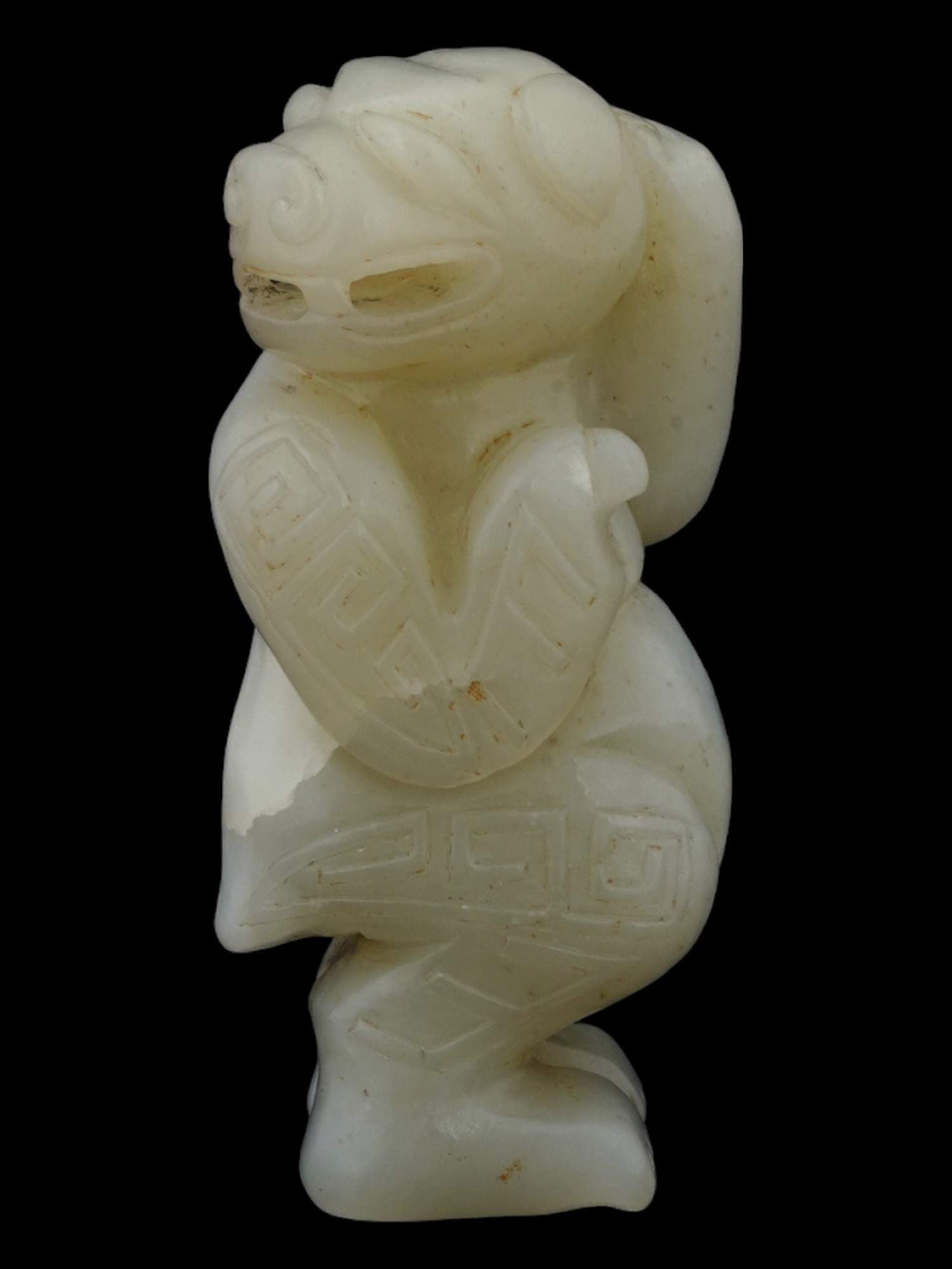 CHINESE CARVED WHITE JADE AMULET FIGURINE OF PIG PIC-4