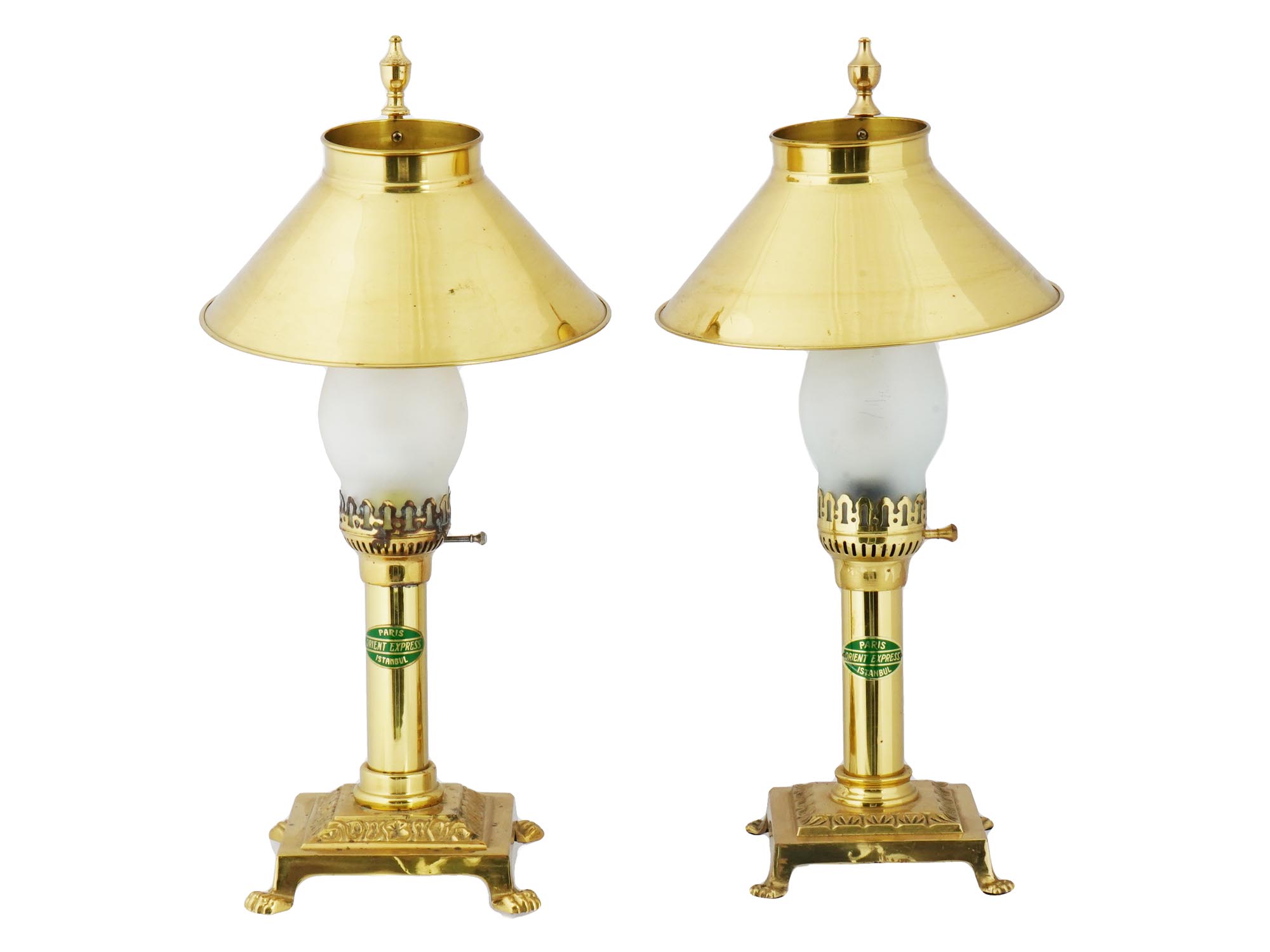 VINTAGE GILT BRASS ORIENT EXPRESS TABLE LAMPS PIC-0