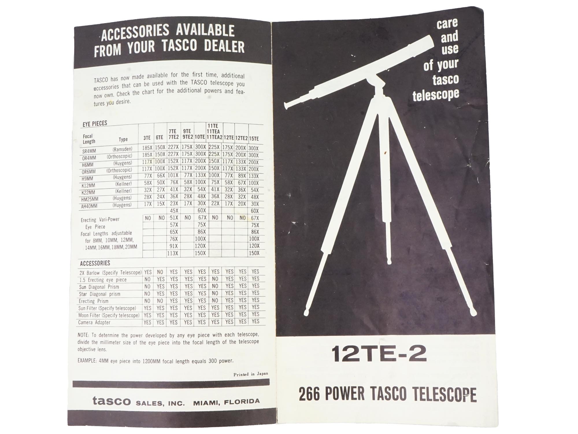 VINTAGE TASCO ASTRONOMICAL TELESCOPE 12 TE 2 JAPAN PIC-10