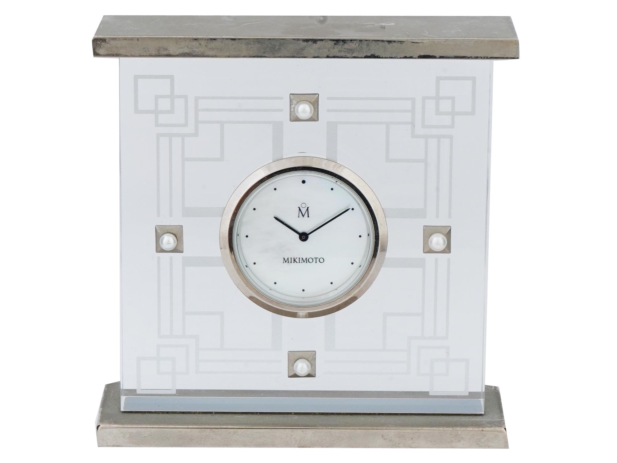 MIKIMOTO JAPANESE QUARTZ DESK CLOCK WITH PEARLS PIC-1