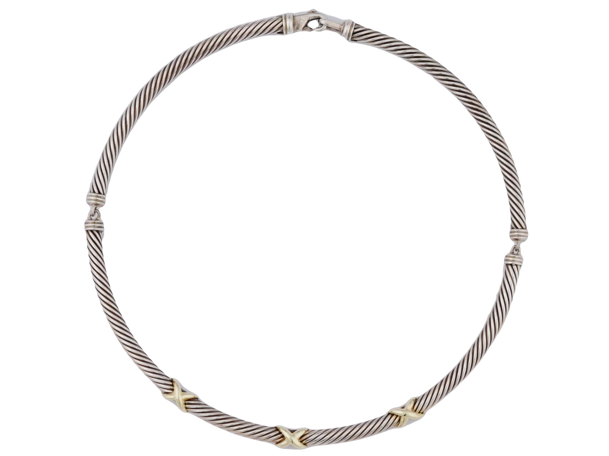 DAVID YURMAN 14K GOLD STERLING SILVER CHOKER NECKLACE PIC-1