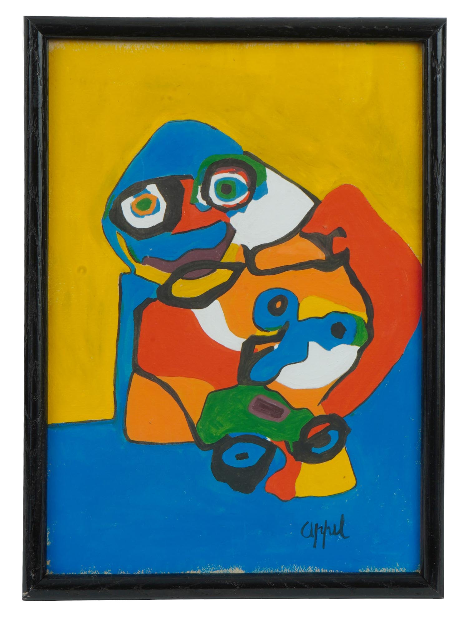 MID CENT ABSTRACT GOUACHE PAINTING BY KAREL APPEL PIC-0