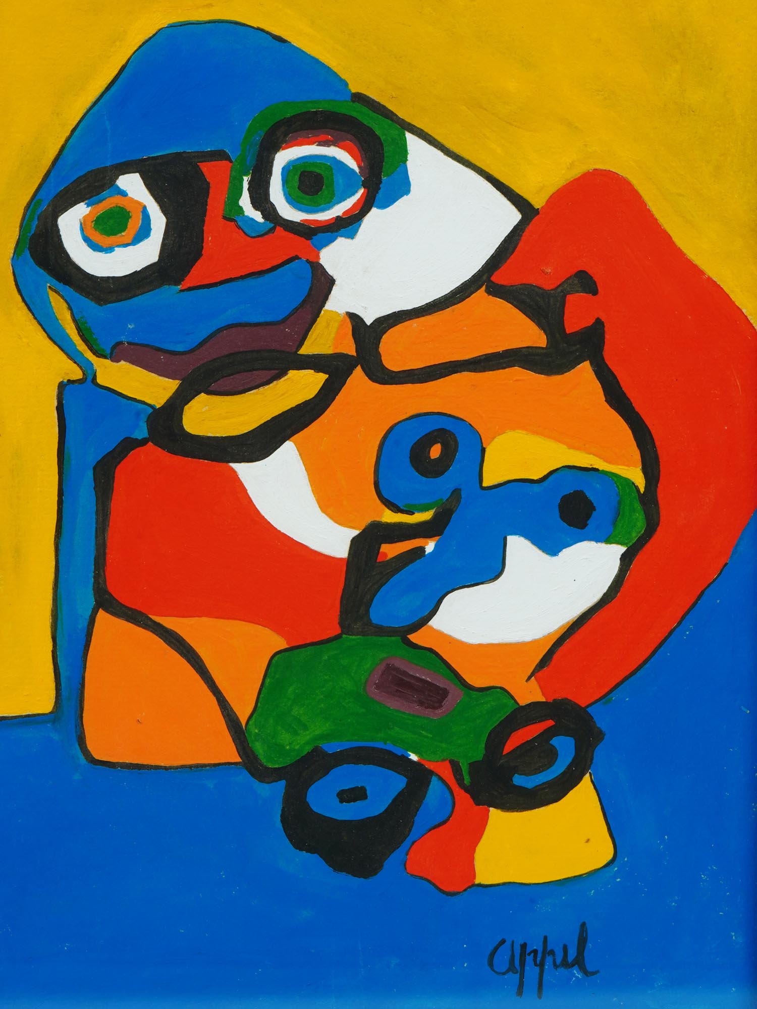 MID CENT ABSTRACT GOUACHE PAINTING BY KAREL APPEL PIC-1