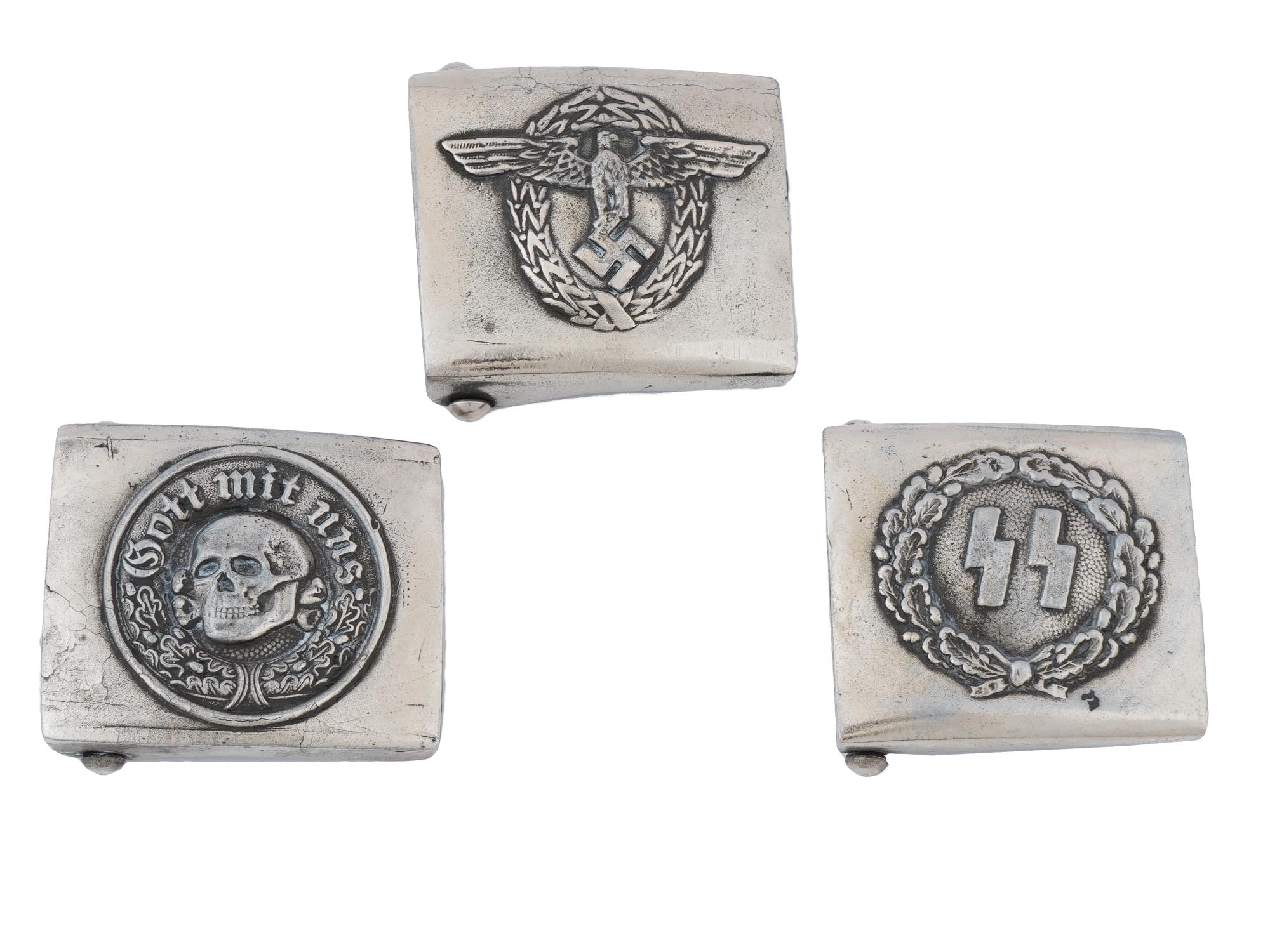 WWII NAZI GERMAN MILITARY BELT BUCKLES 3 PCS PIC-1